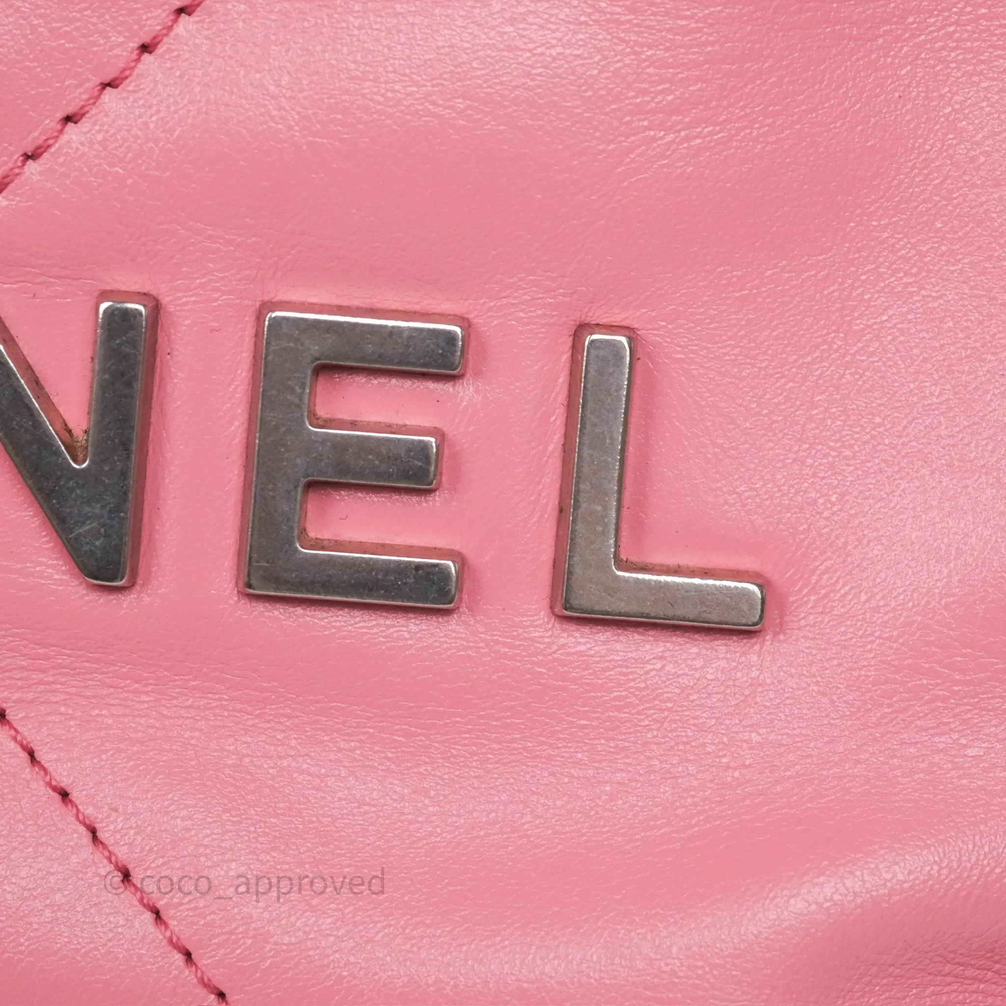 Chanel 22 Mini Bag Pink Shiny Crumpled Calfskin Matte Silver Hardware