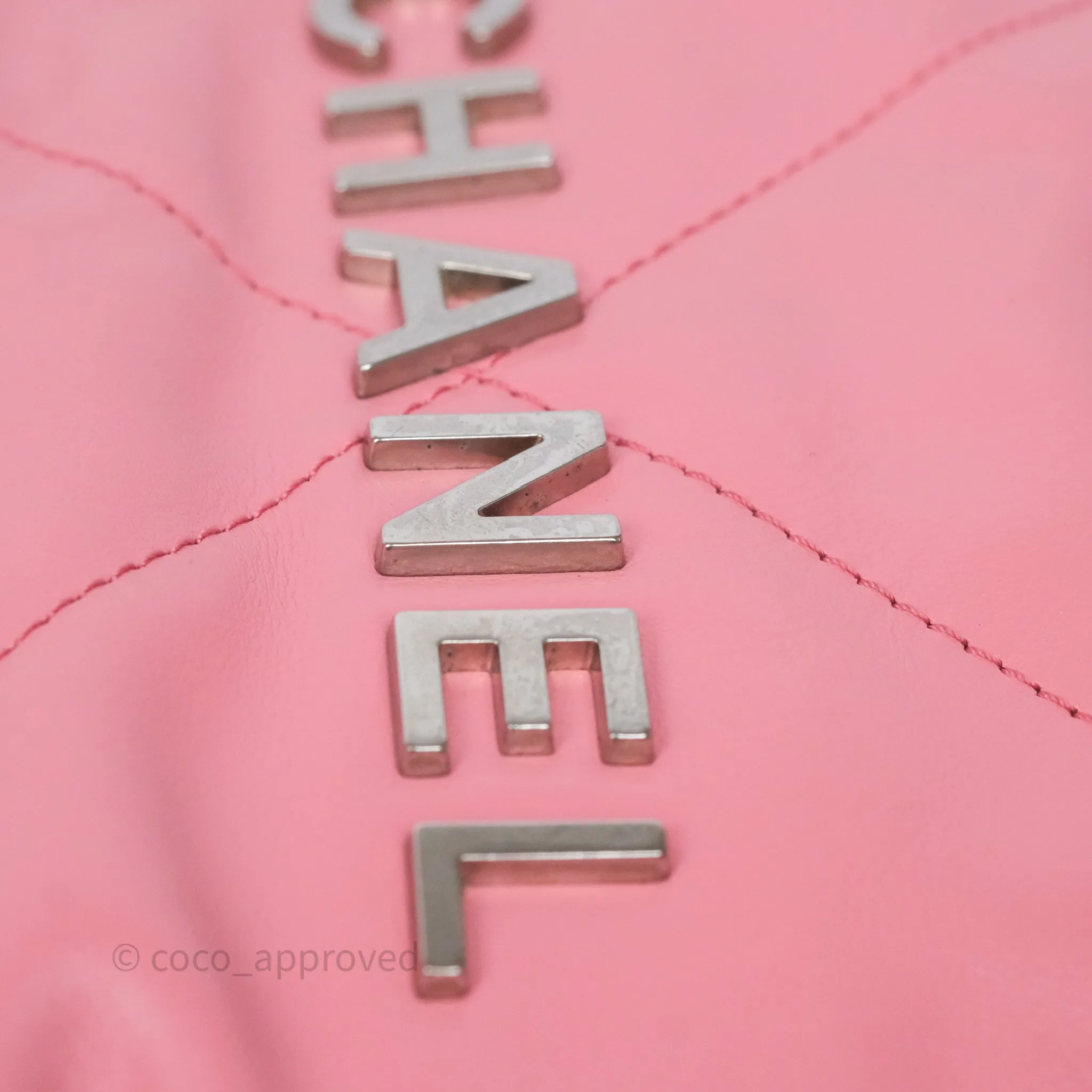 Chanel 22 Mini Bag Pink Shiny Crumpled Calfskin Matte Silver Hardware