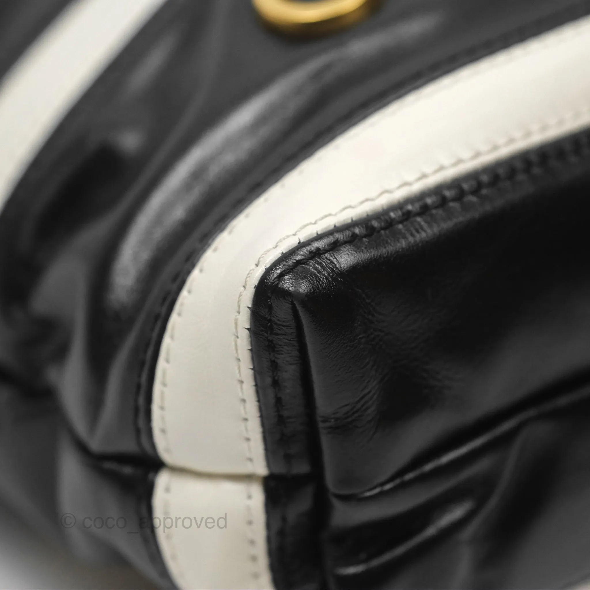 Chanel 22 Mini Bag Striped Black/ White Crumpled Calfskin