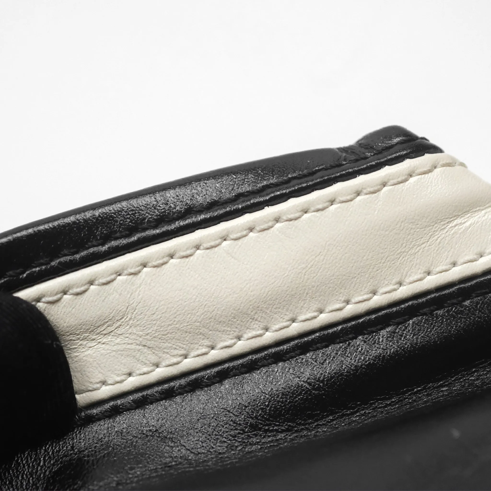 Chanel 22 Mini Bag Striped Black/ White Crumpled Calfskin