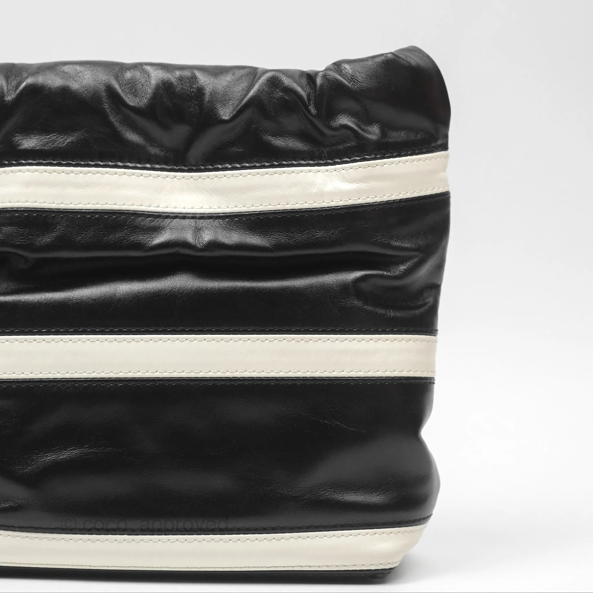 Chanel 22 Mini Bag Striped Black/ White Crumpled Calfskin