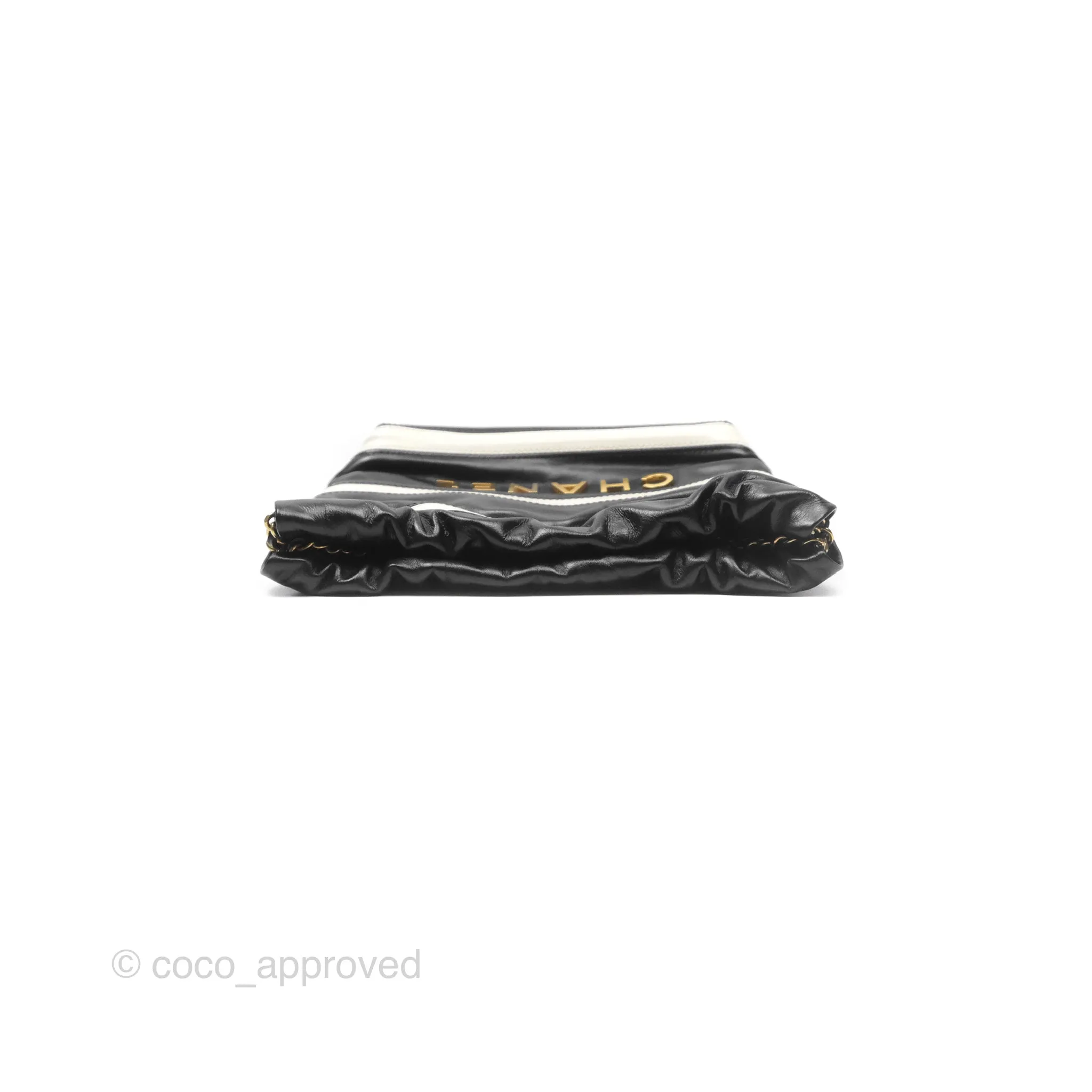 Chanel 22 Mini Bag Striped Black/ White Crumpled Calfskin