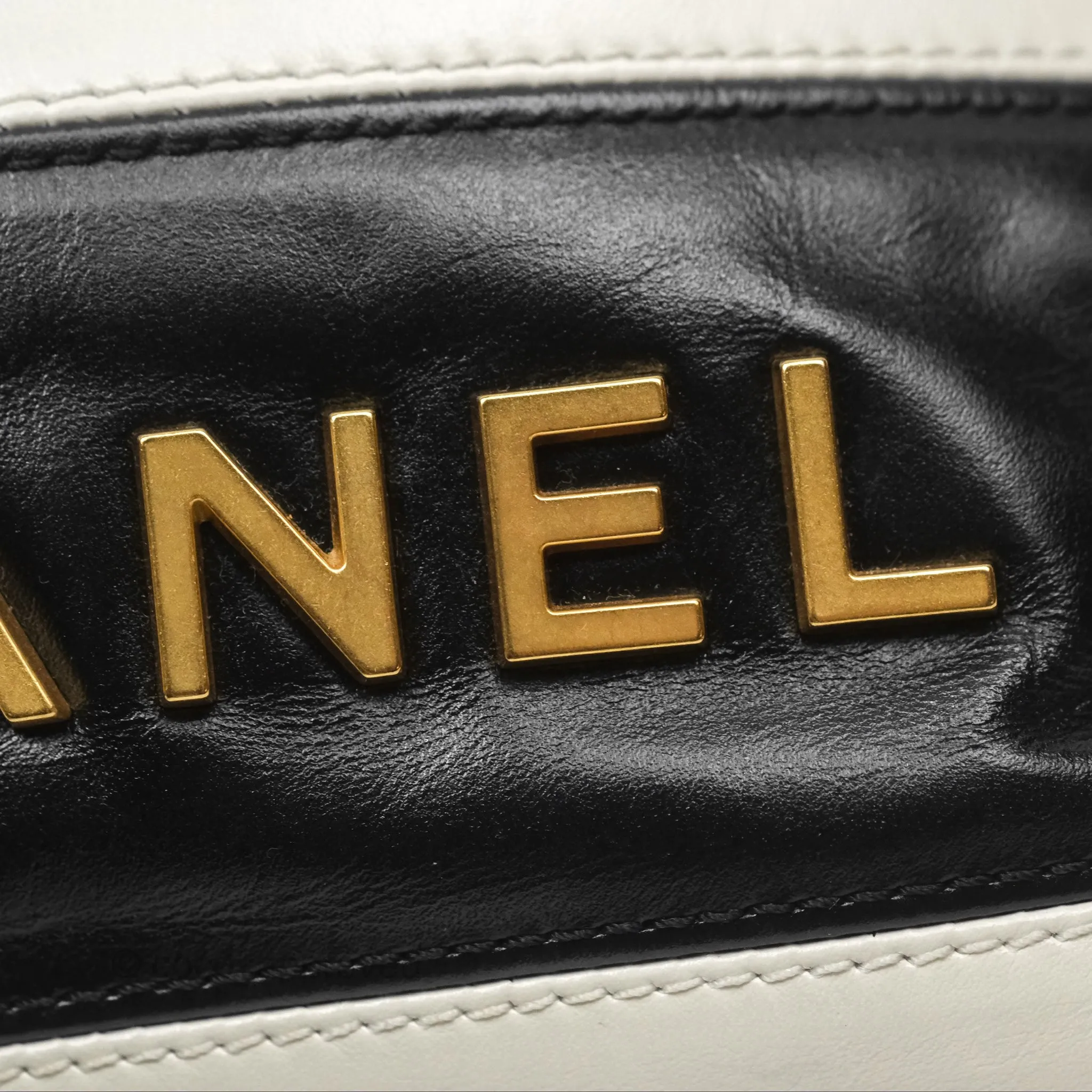 Chanel 22 Mini Bag Striped Black/ White Crumpled Calfskin