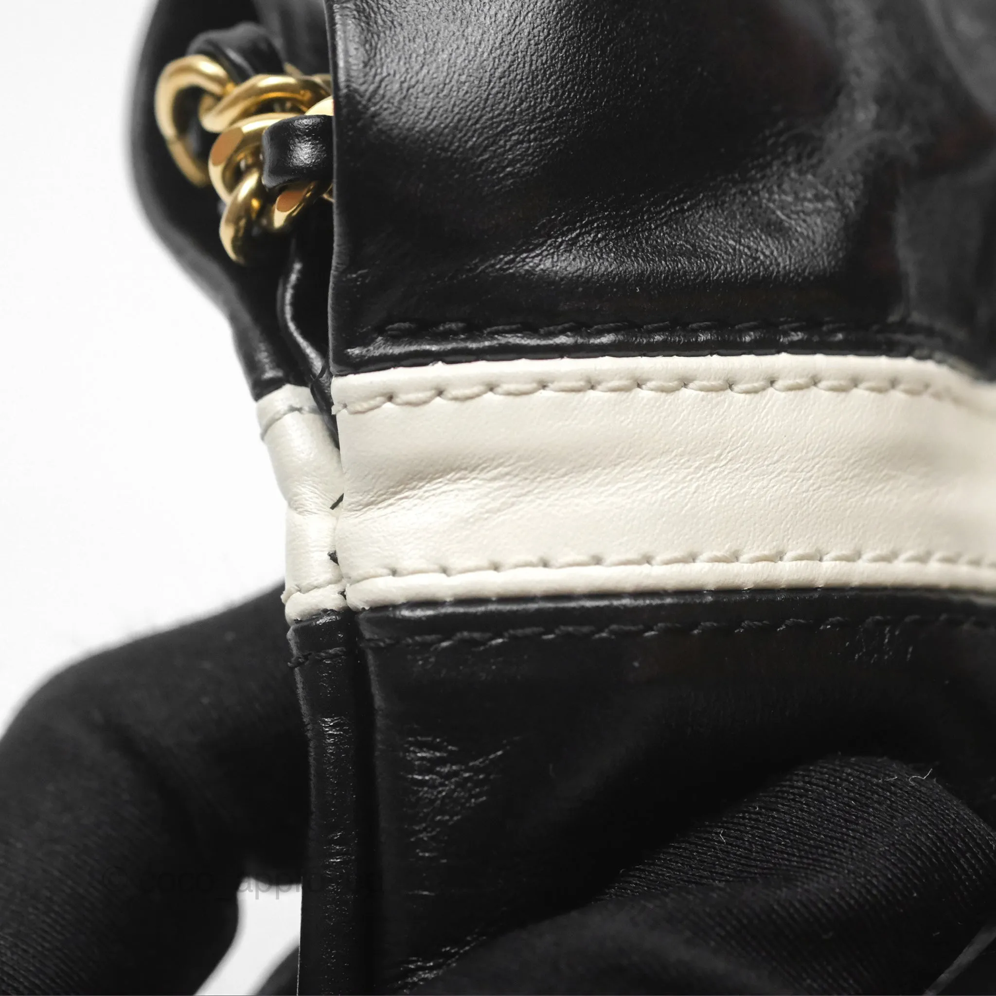Chanel 22 Mini Bag Striped Black/ White Crumpled Calfskin
