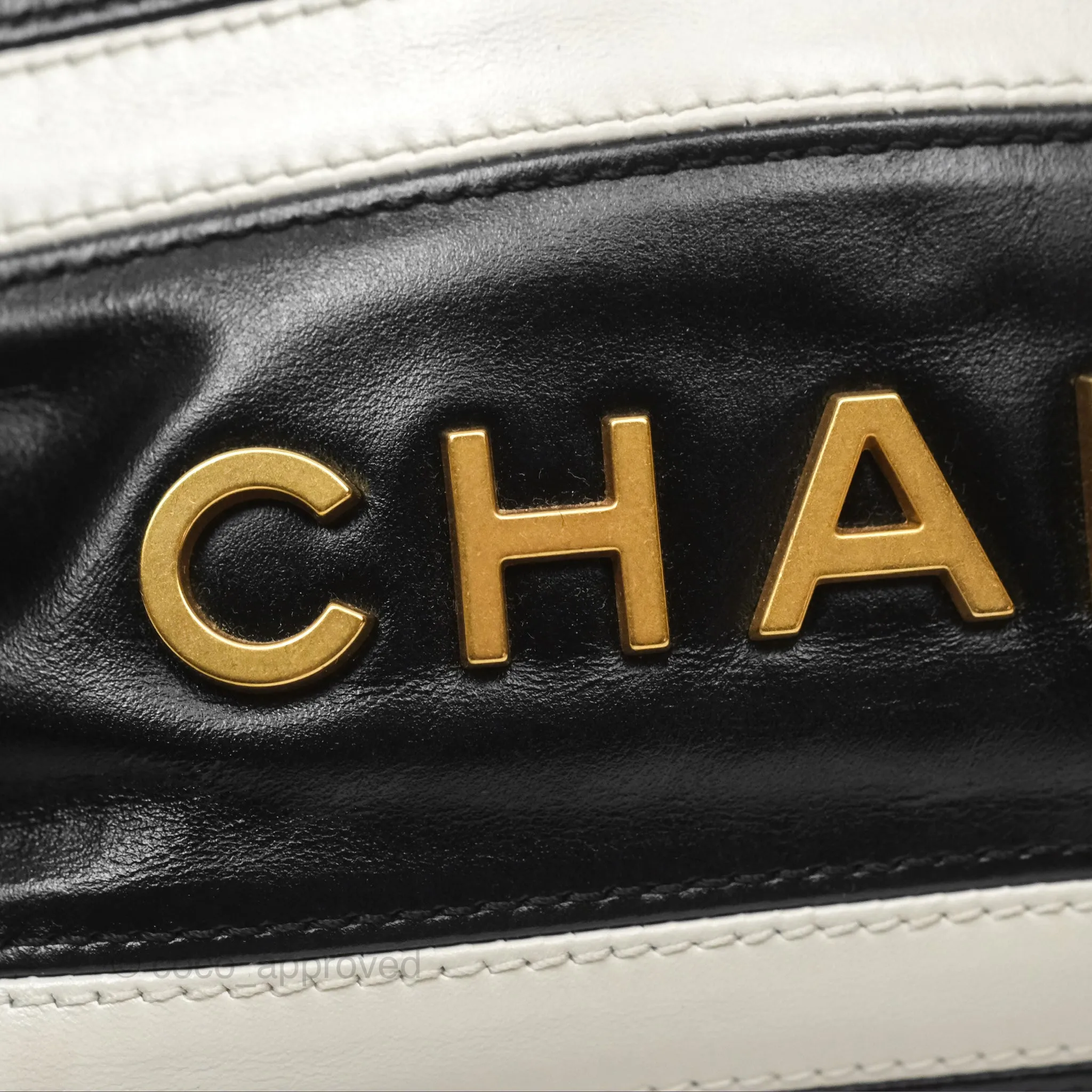 Chanel 22 Mini Bag Striped Black/ White Crumpled Calfskin