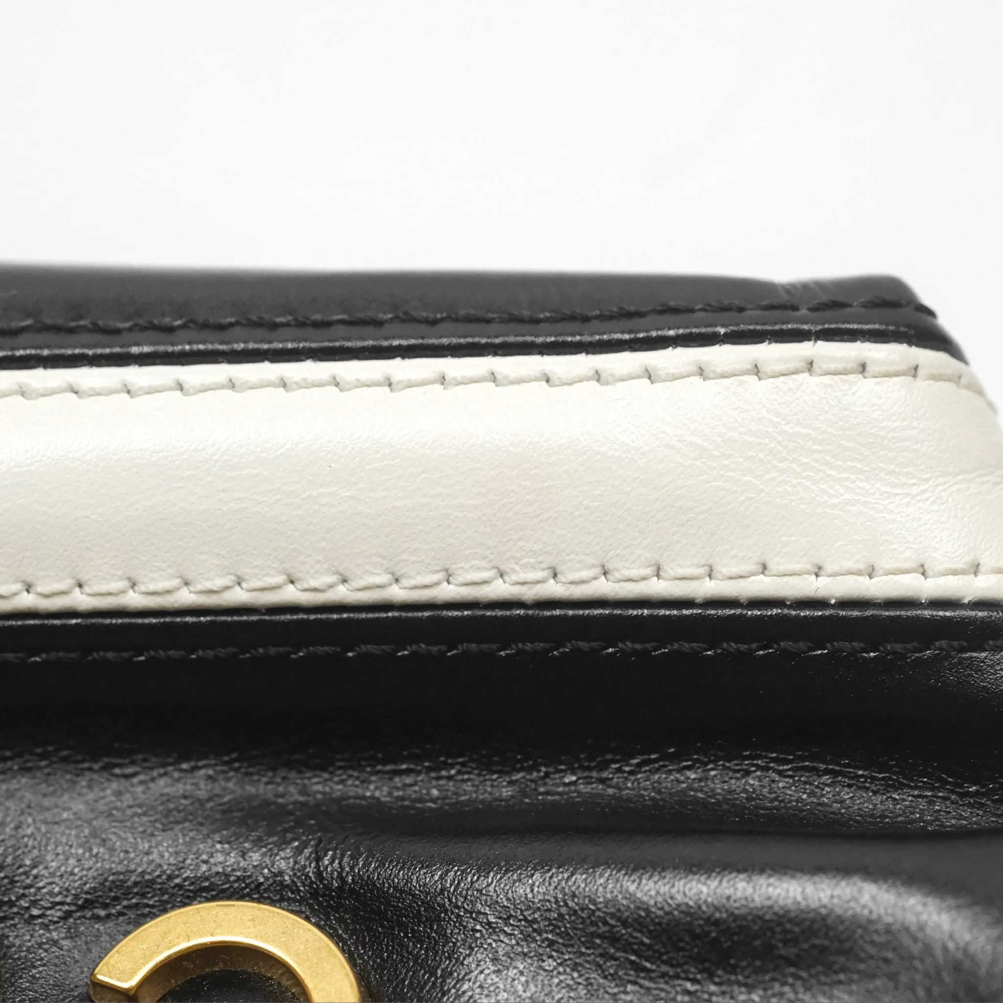 Chanel 22 Mini Bag Striped Black/ White Crumpled Calfskin
