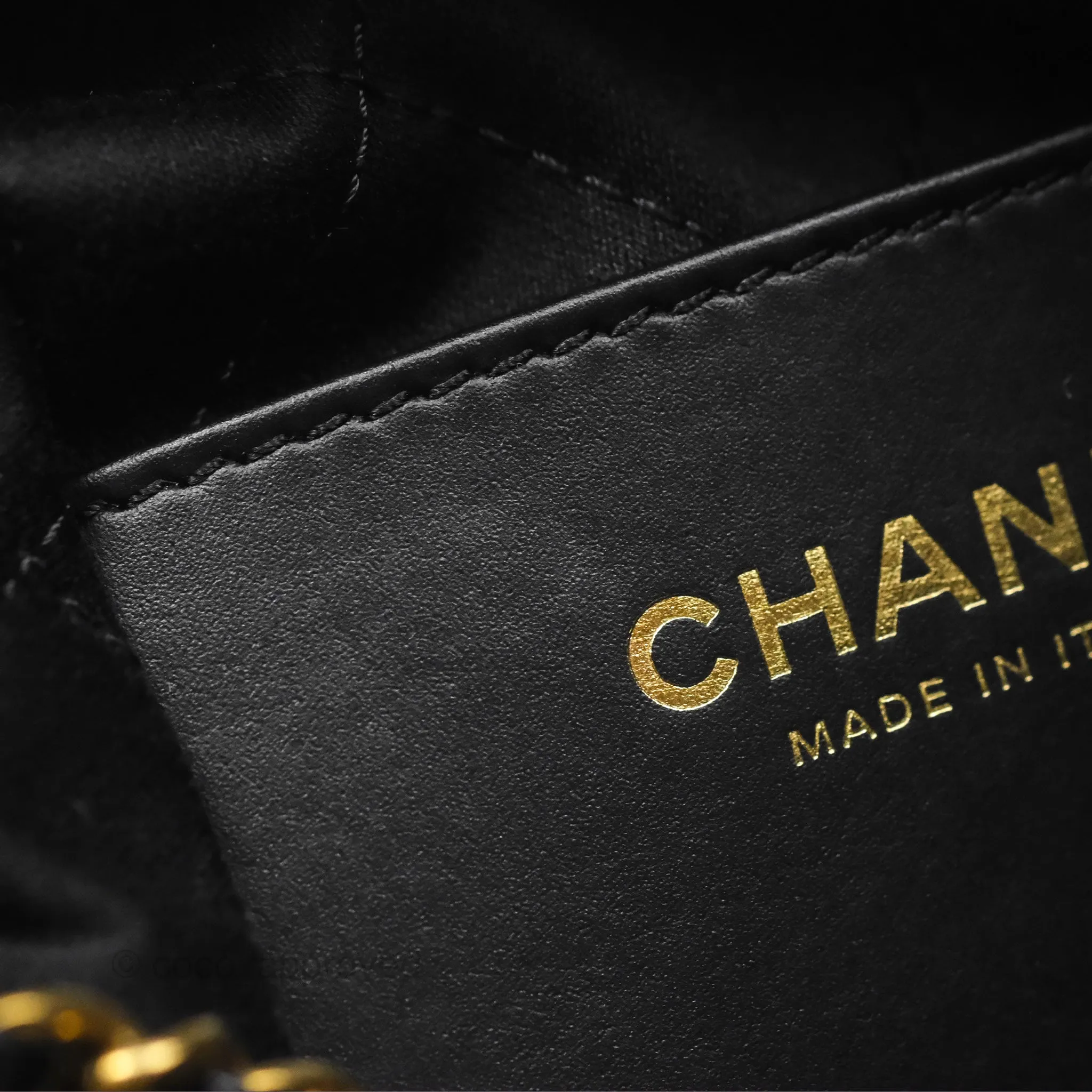 Chanel 22 Mini Bag Striped Black/ White Crumpled Calfskin