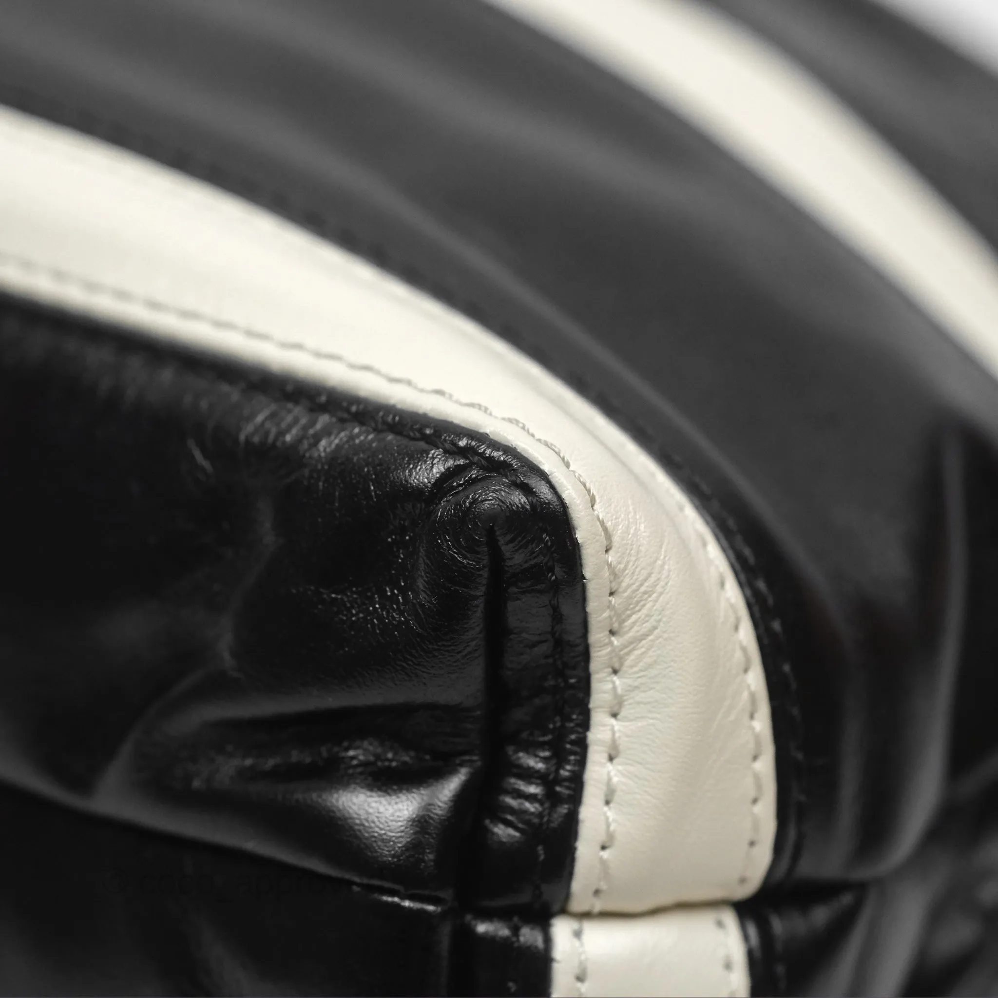 Chanel 22 Mini Bag Striped Black/ White Crumpled Calfskin