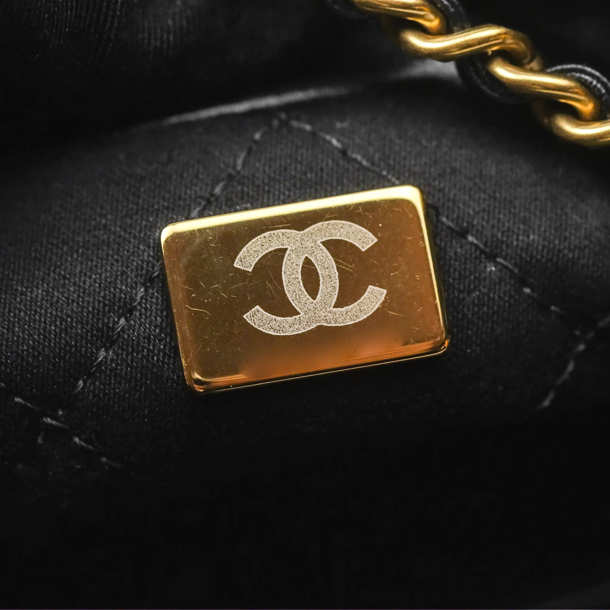 Chanel 22 Mini Bag Striped Black/ White Crumpled Calfskin