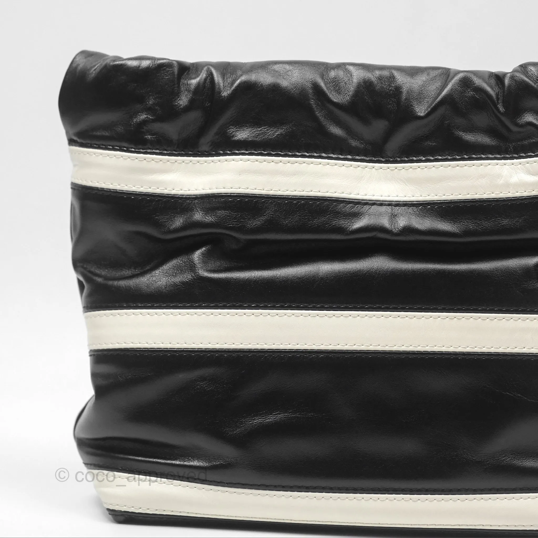 Chanel 22 Mini Bag Striped Black/ White Crumpled Calfskin