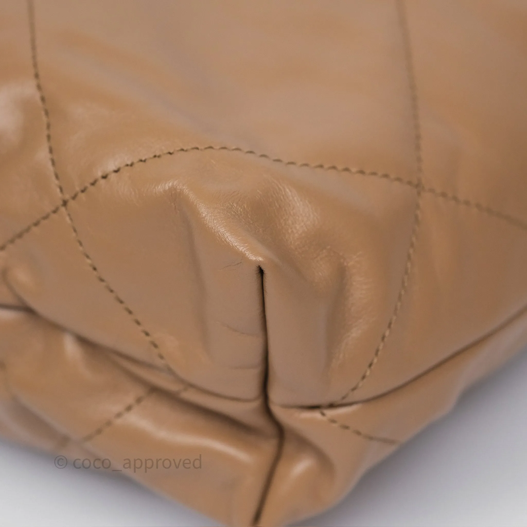 Chanel 22 Small Beige Shiny Calfskin Aged Gold Hardware