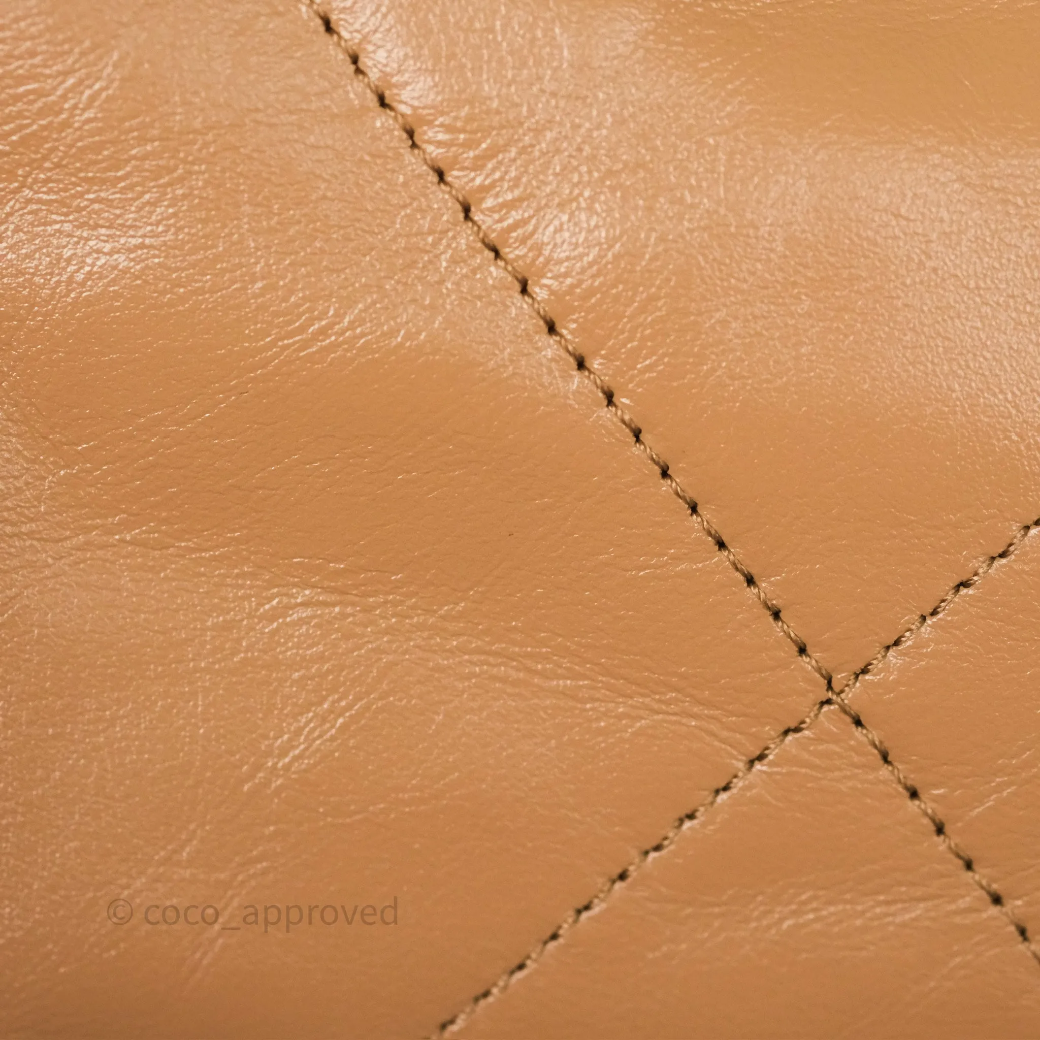 Chanel 22 Small Beige Shiny Calfskin Aged Gold Hardware