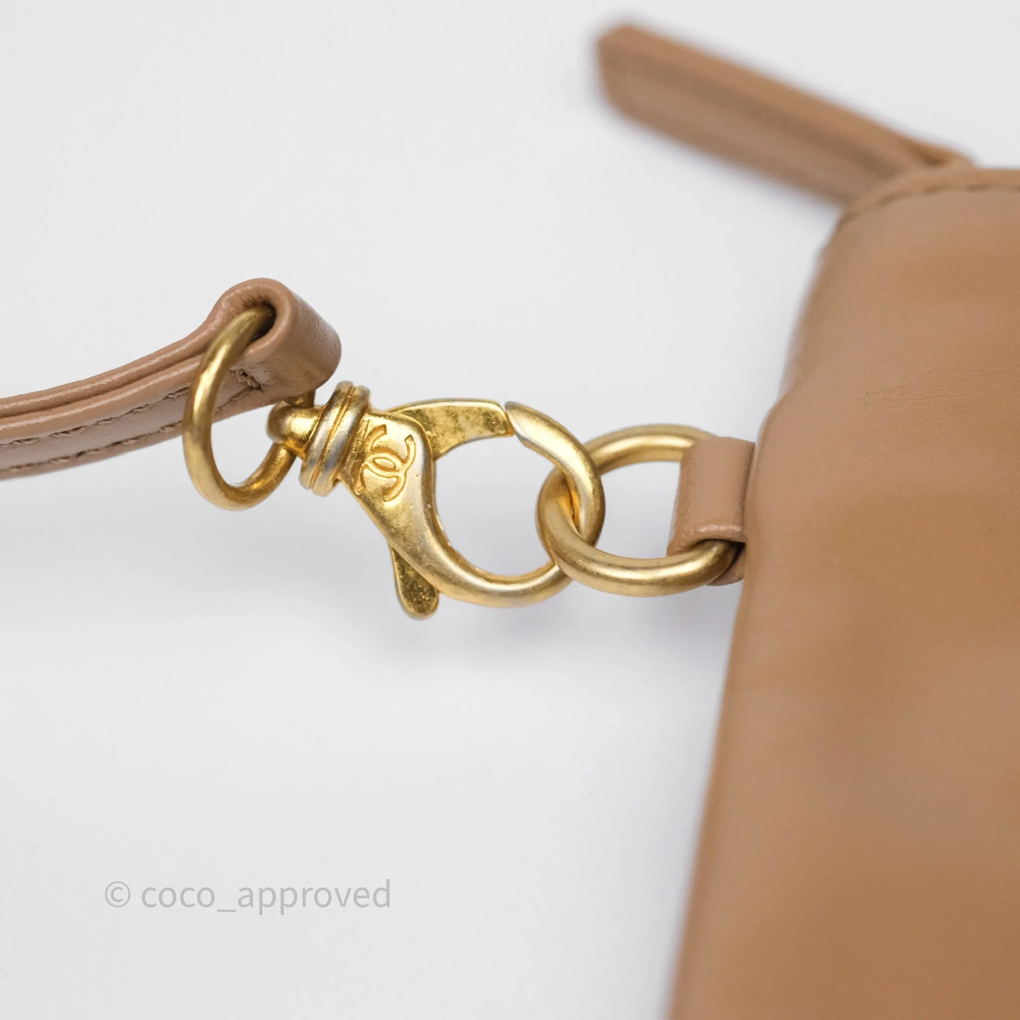 Chanel 22 Small Beige Shiny Calfskin Aged Gold Hardware