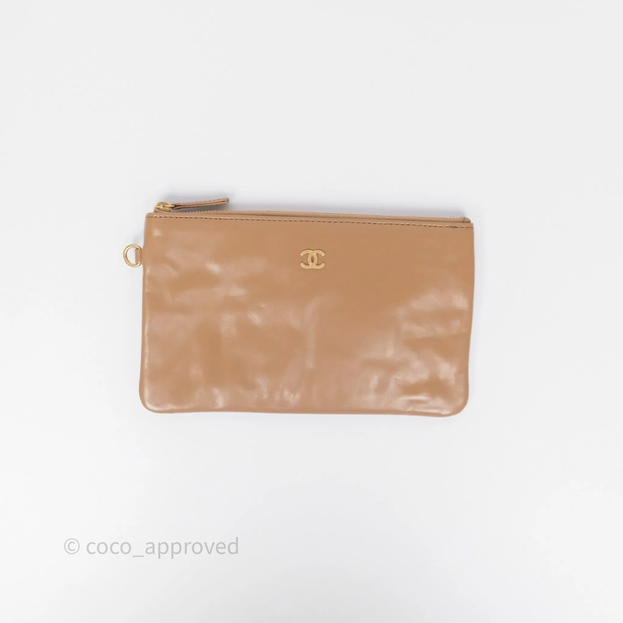 Chanel 22 Small Beige Shiny Calfskin Aged Gold Hardware