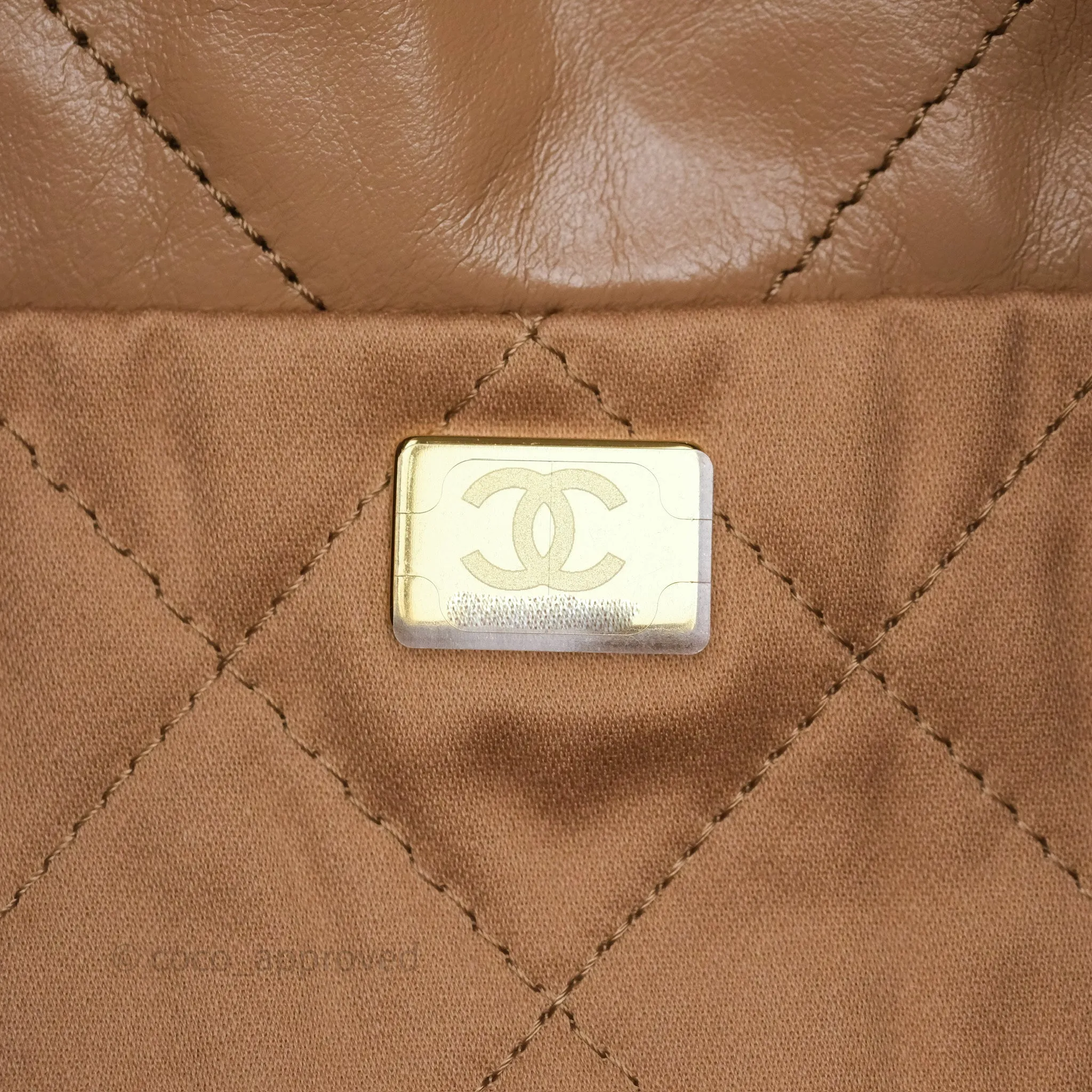 Chanel 22 Small Beige Shiny Calfskin Aged Gold Hardware