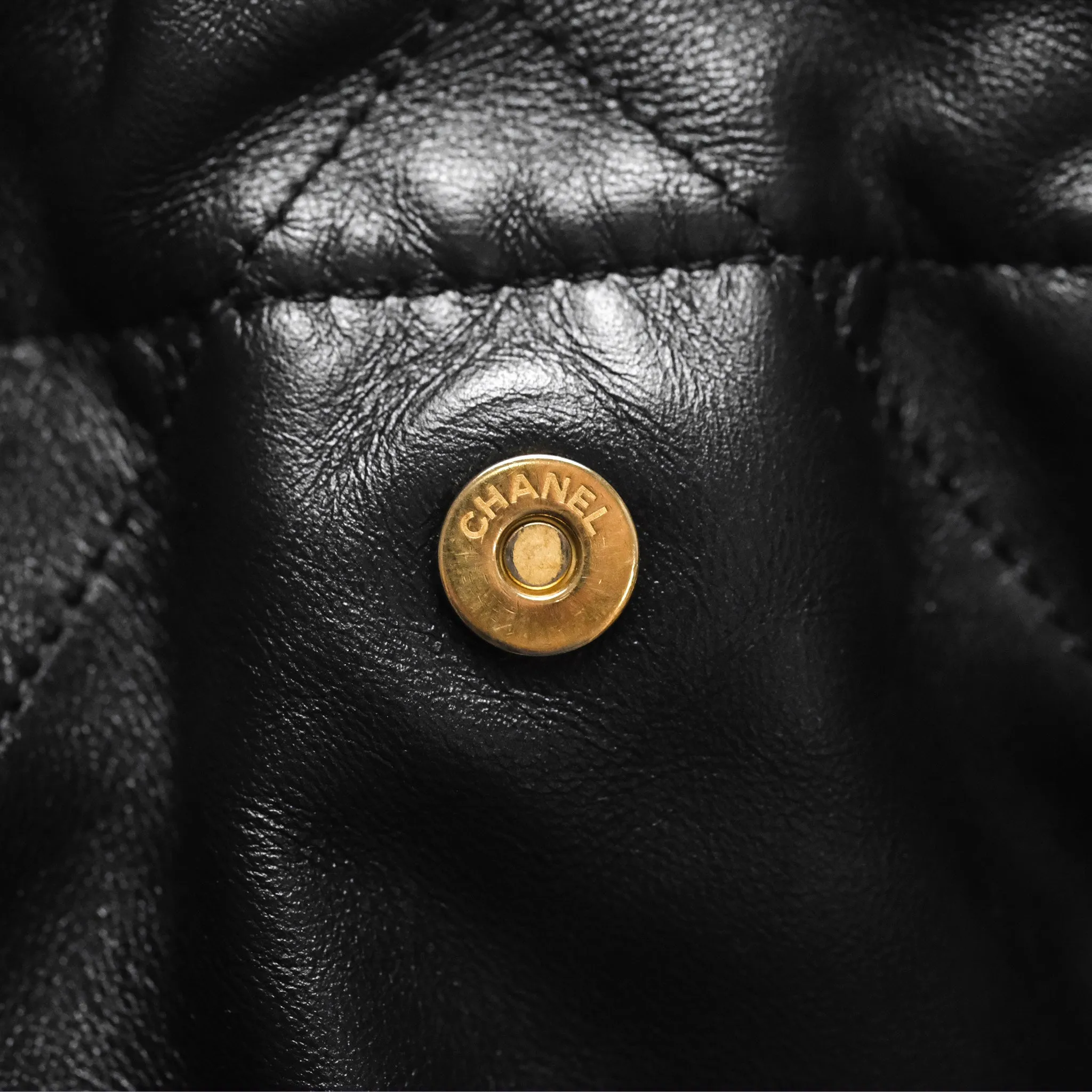 Chanel 22 Small Black Shiny Calfskin Aged Gold Hardware