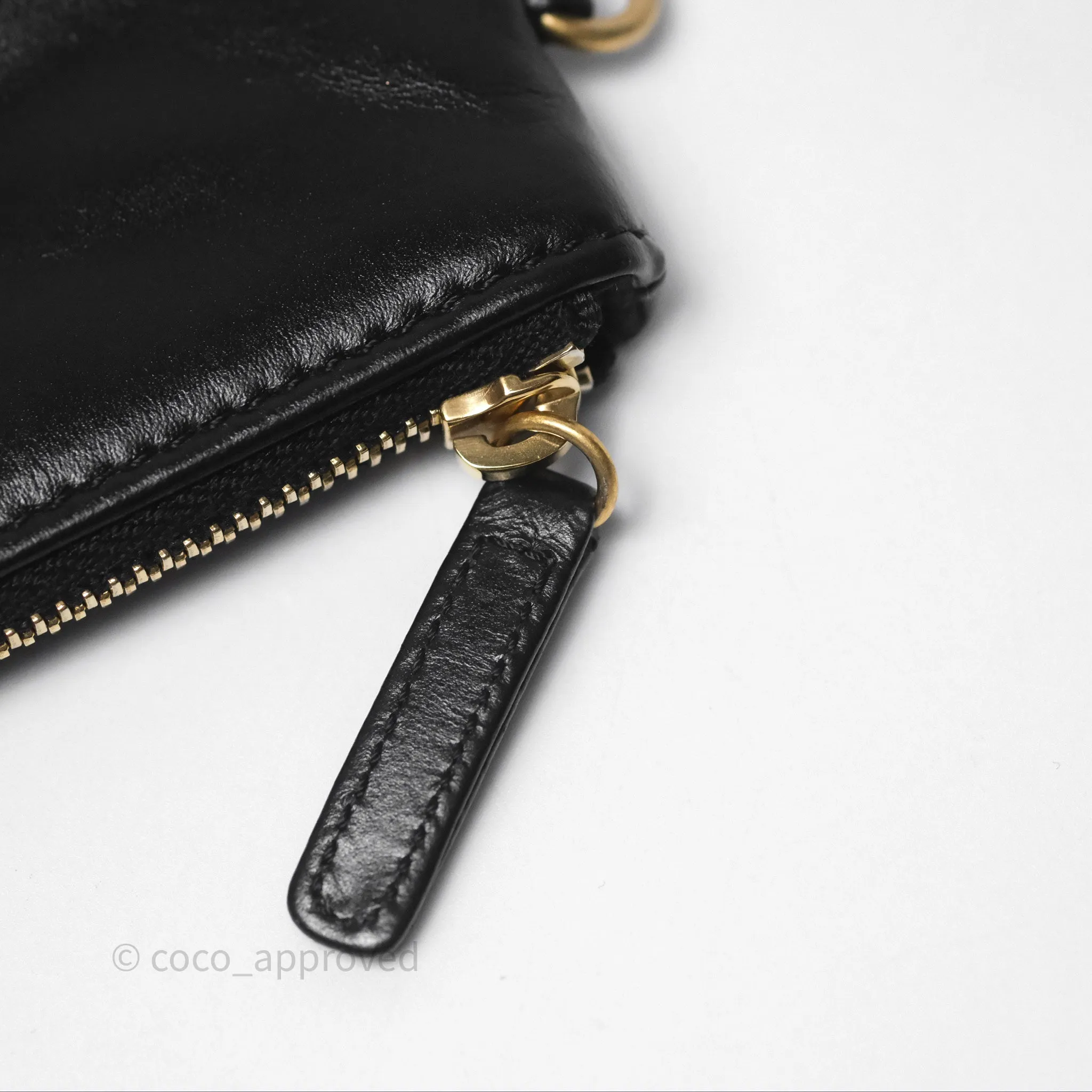 Chanel 22 Small Black Shiny Calfskin Aged Gold Hardware