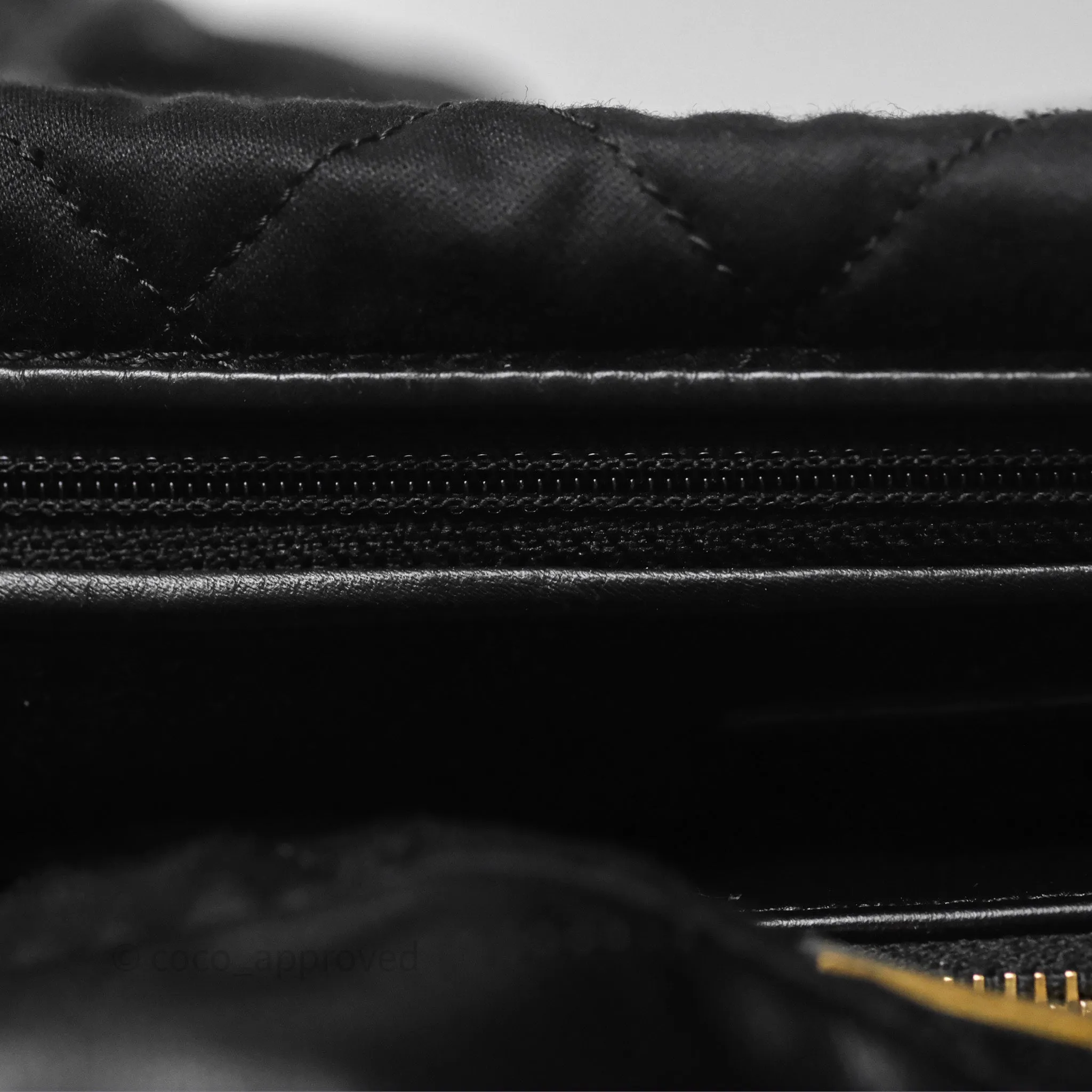 Chanel 22 Small Black Shiny Calfskin Aged Gold Hardware