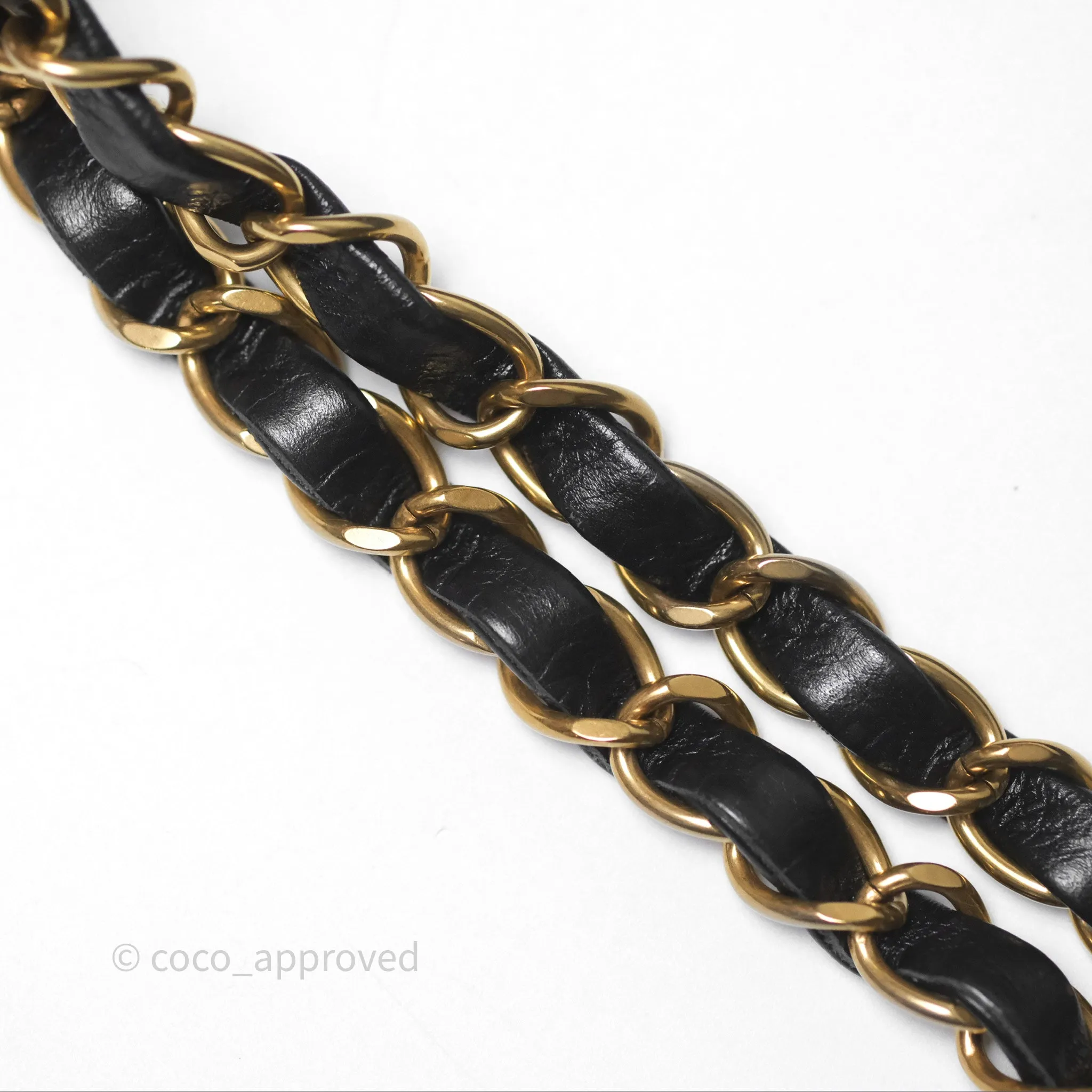 Chanel 22 Small Black Shiny Calfskin Aged Gold Hardware