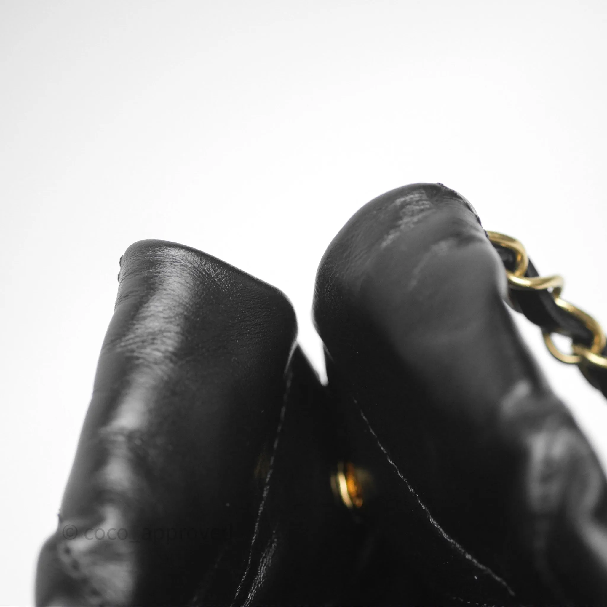 Chanel 22 Small Black Shiny Calfskin Aged Gold Hardware