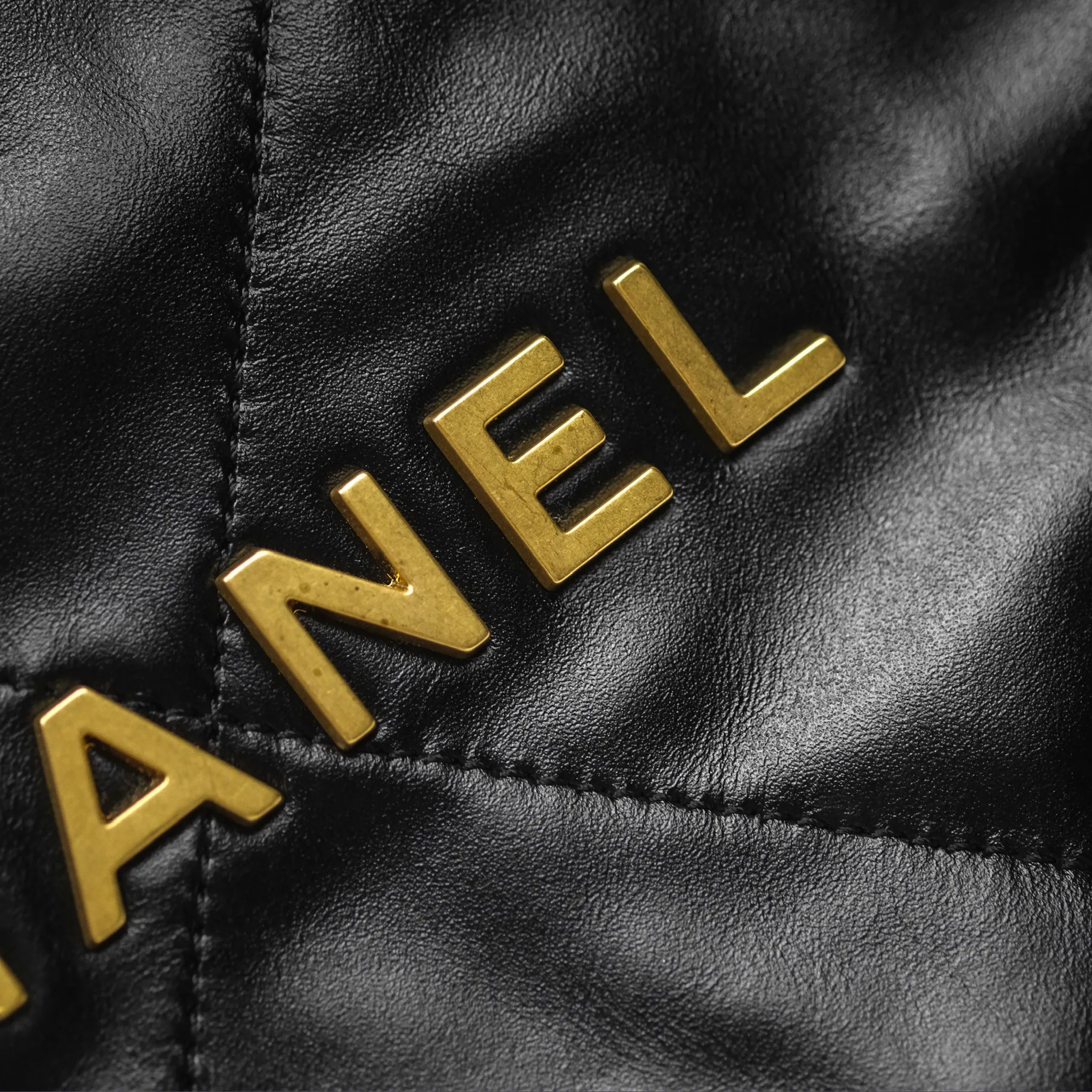 Chanel 22 Small Black Shiny Calfskin Aged Gold Hardware