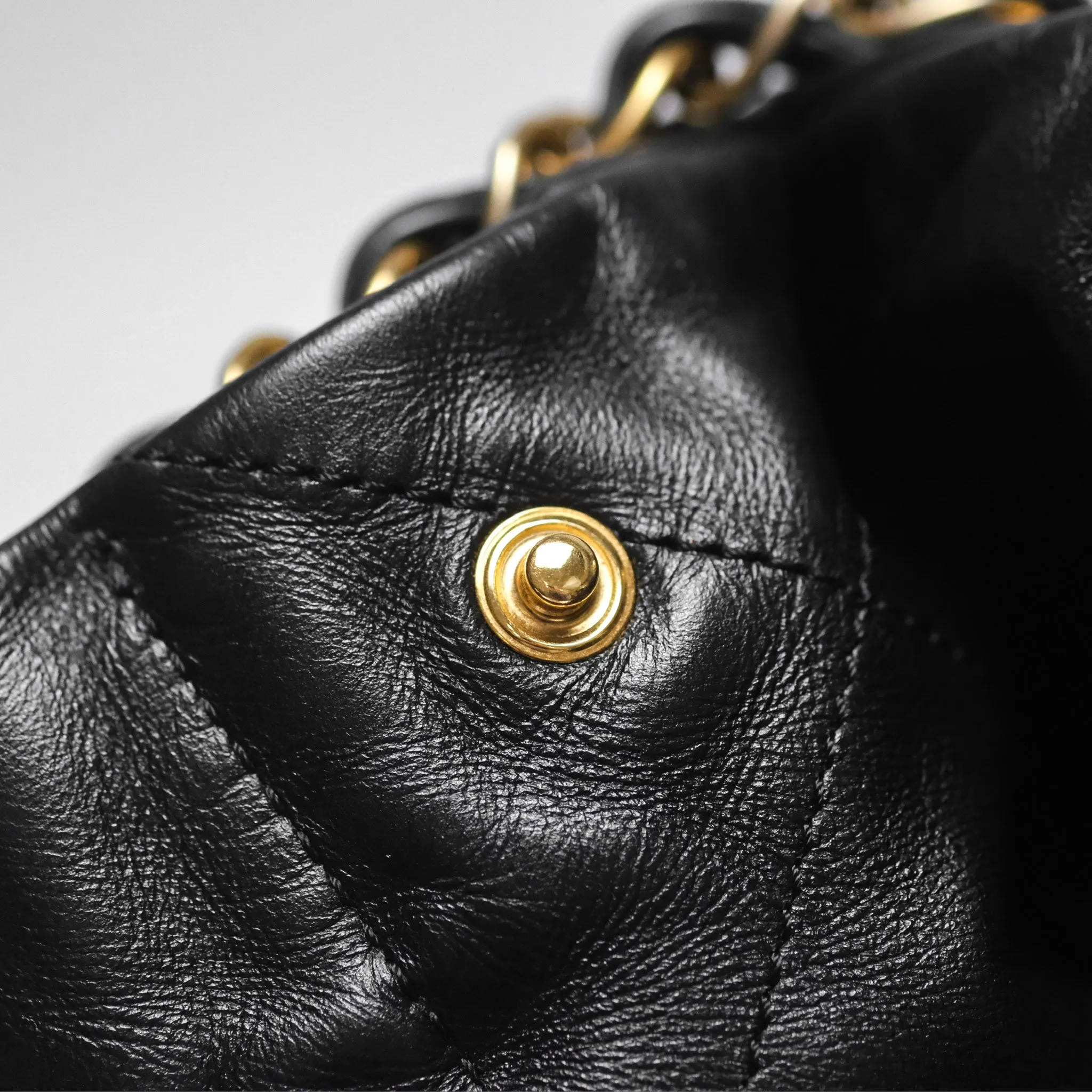 Chanel 22 Small Black Shiny Calfskin Aged Gold Hardware