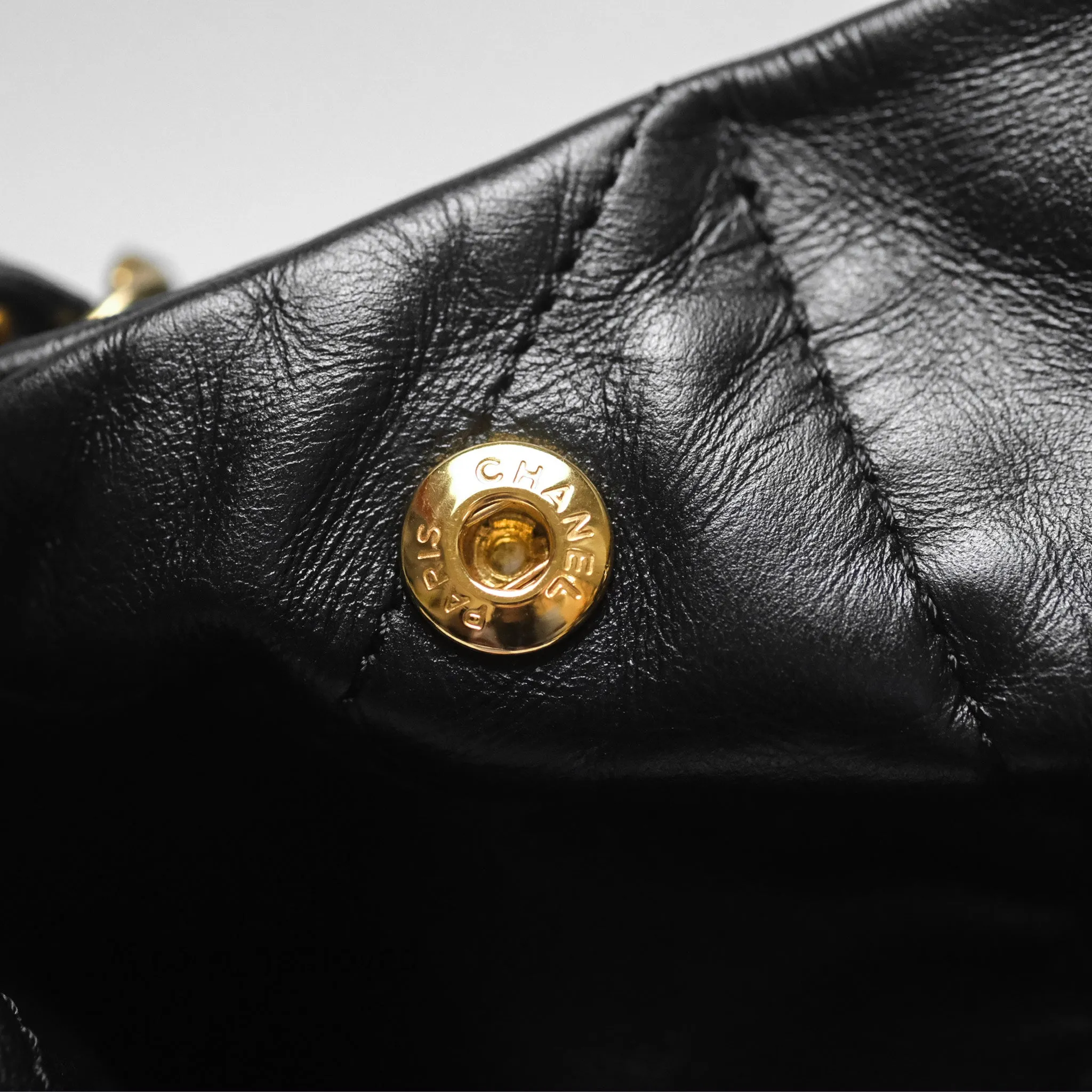 Chanel 22 Small Black Shiny Calfskin Aged Gold Hardware