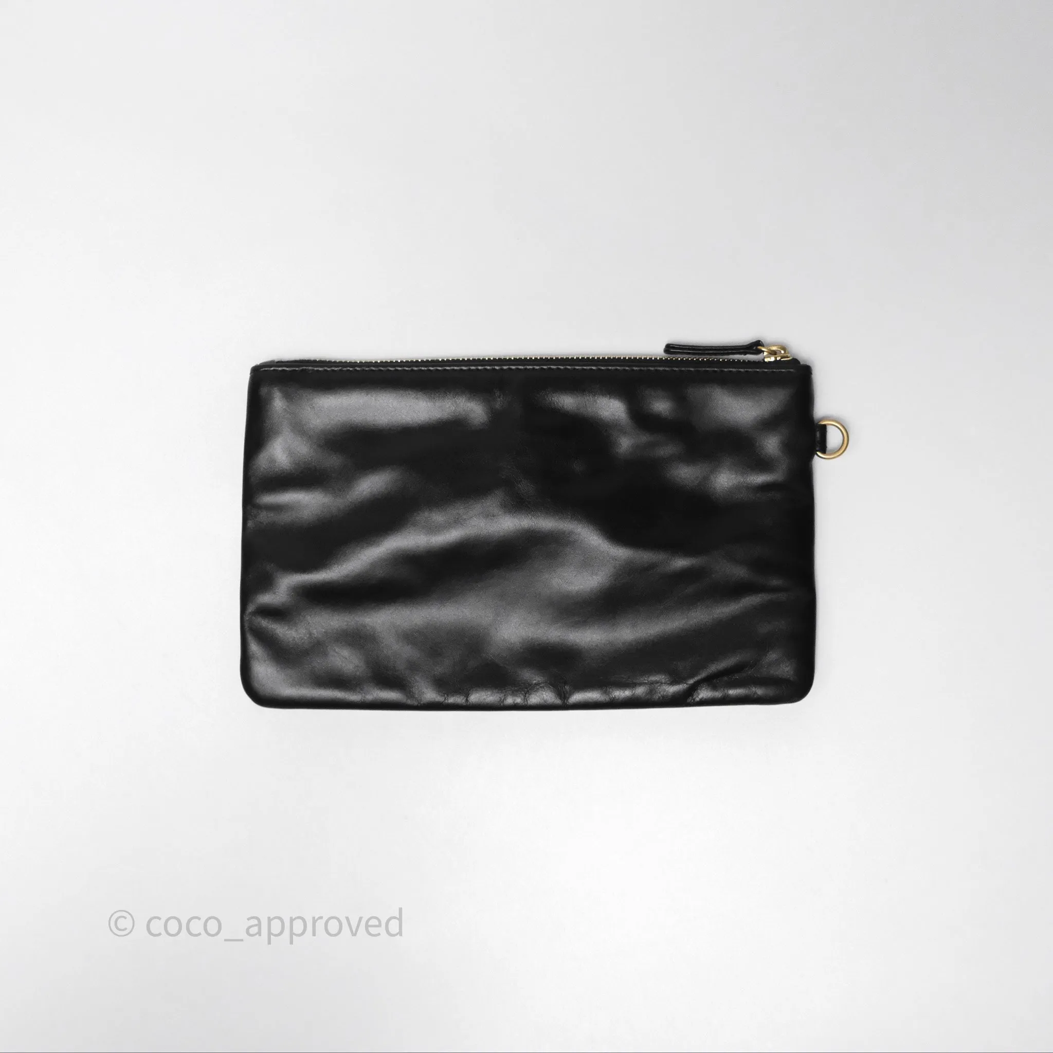Chanel 22 Small Black Shiny Calfskin Aged Gold Hardware