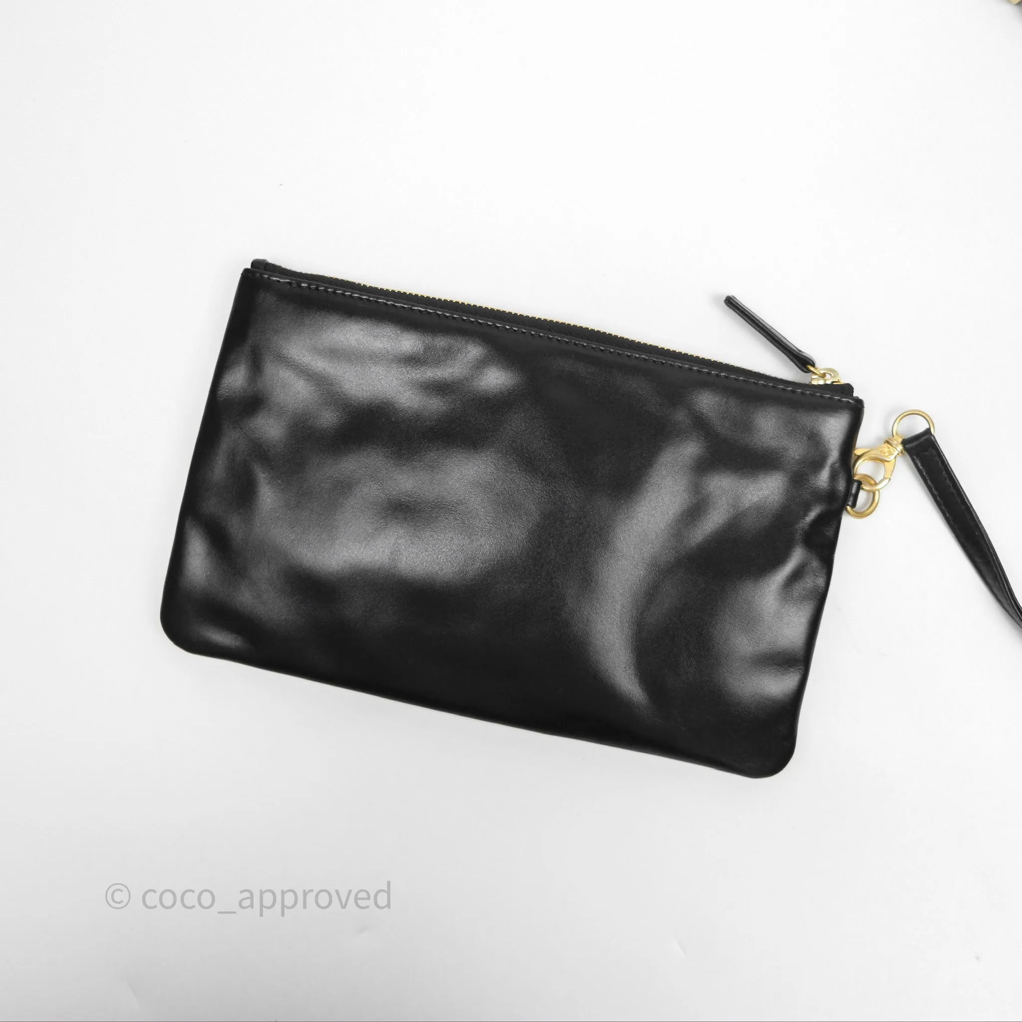 Chanel 22 Small Black Shiny Calfskin Aged Gold Hardware