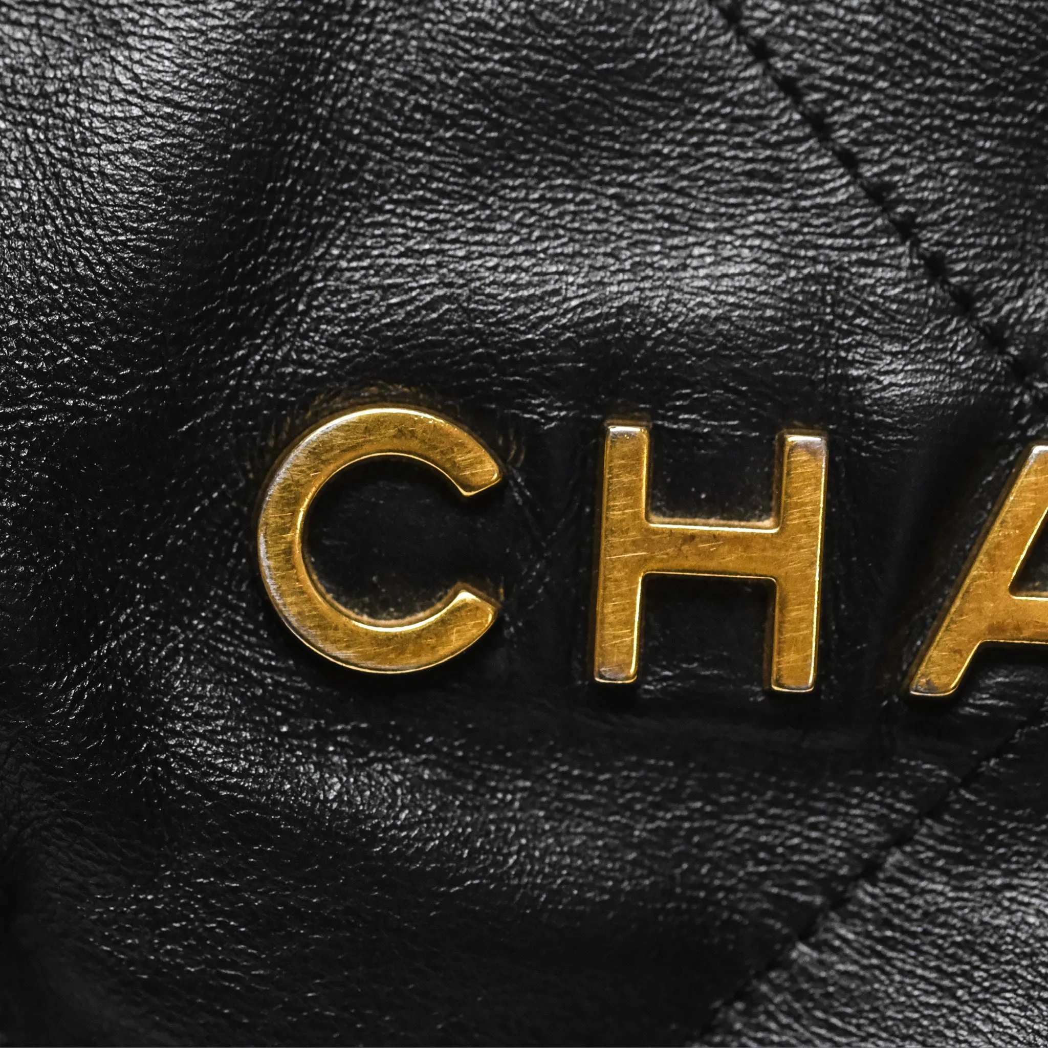 Chanel 22 Small Black Shiny Calfskin Aged Gold Hardware