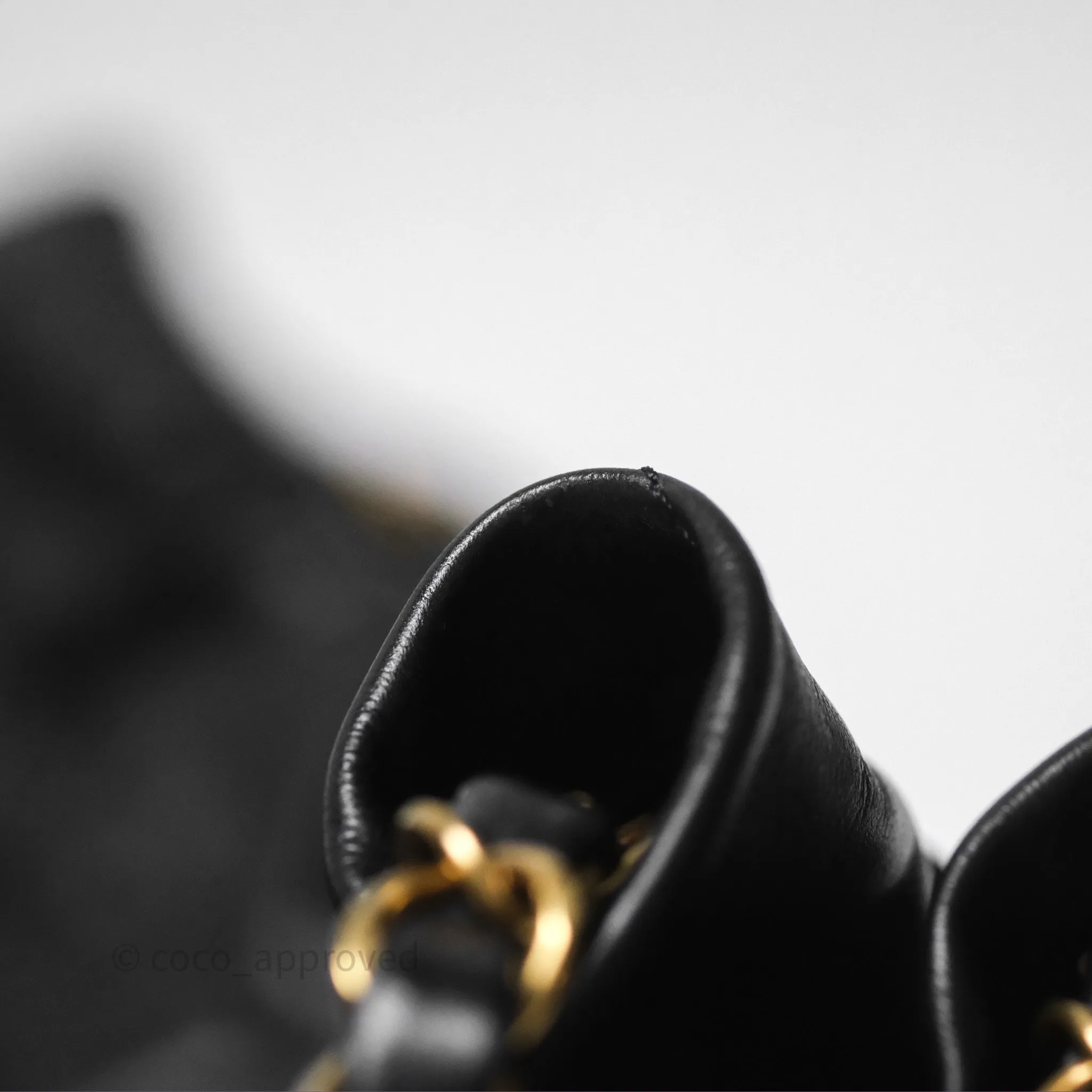 Chanel 22 Small Black Shiny Calfskin Aged Gold Hardware