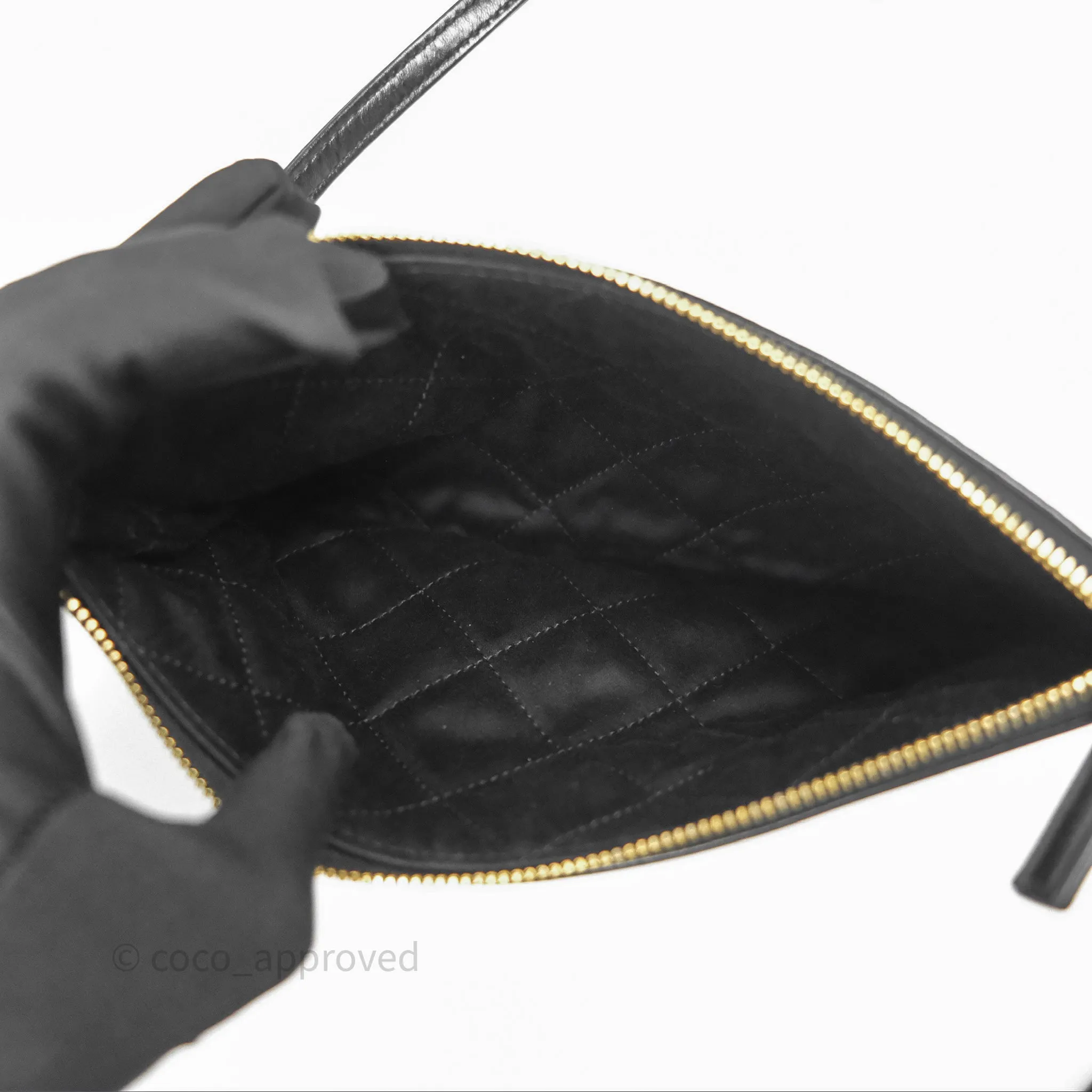 Chanel 22 Small Black Shiny Calfskin Aged Gold Hardware