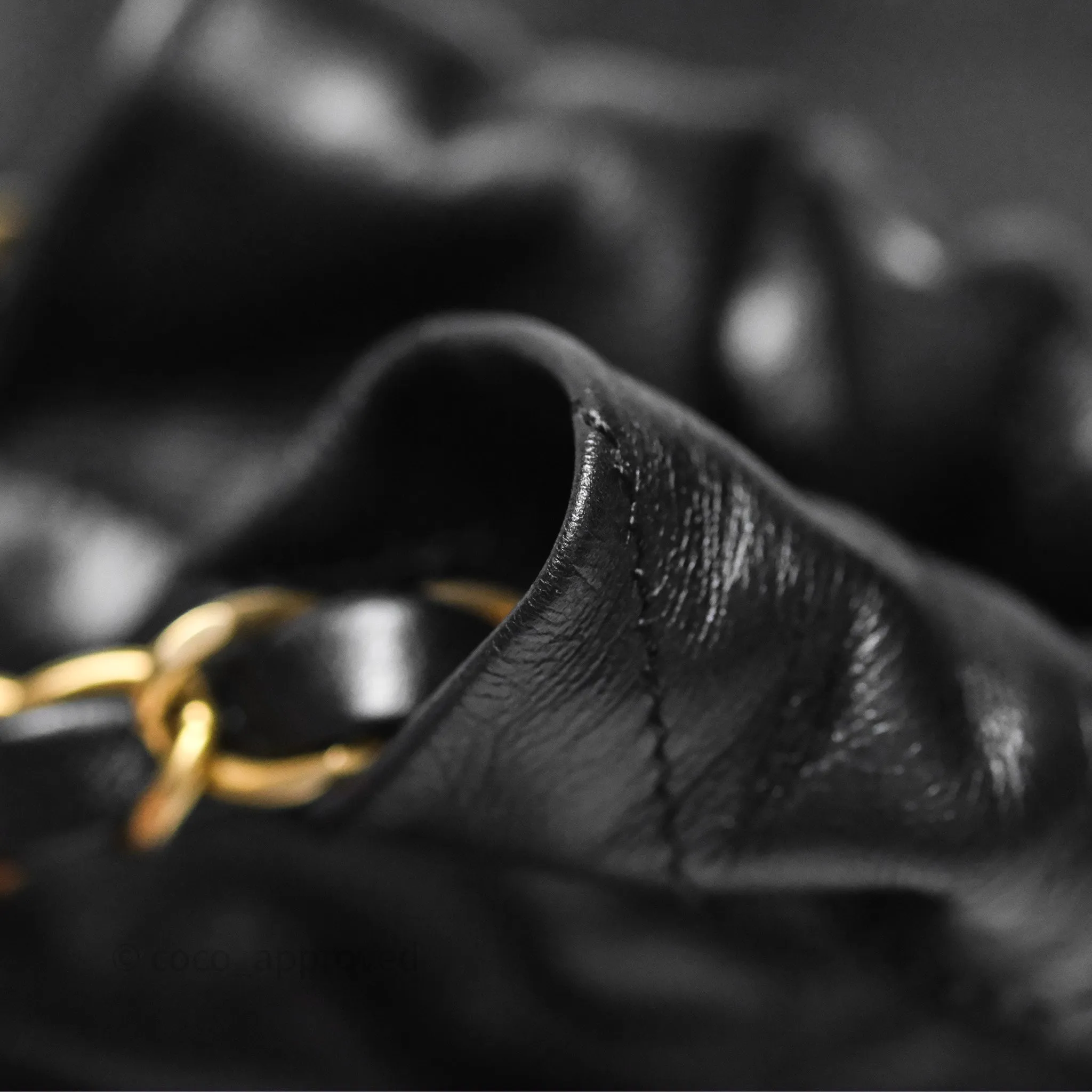 Chanel 22 Small Black Shiny Calfskin Aged Gold Hardware