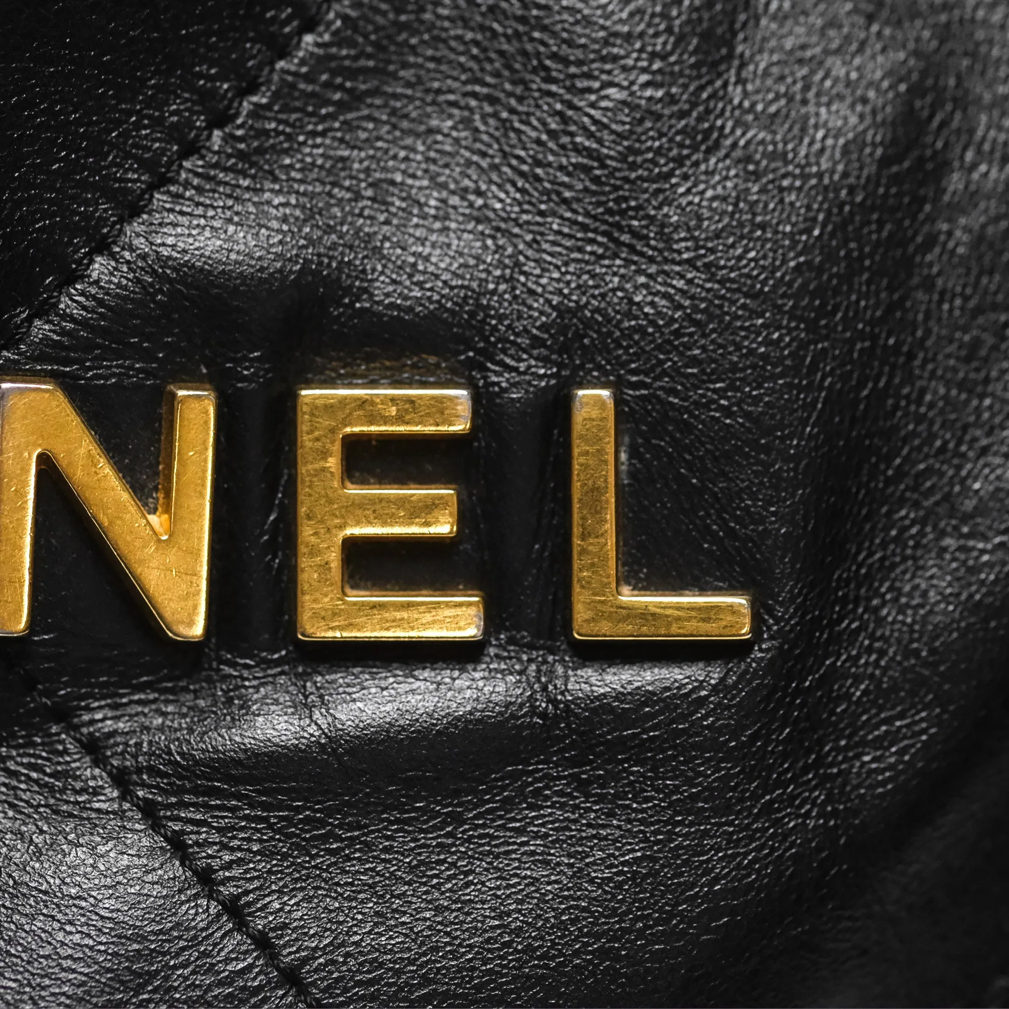 Chanel 22 Small Black Shiny Calfskin Aged Gold Hardware