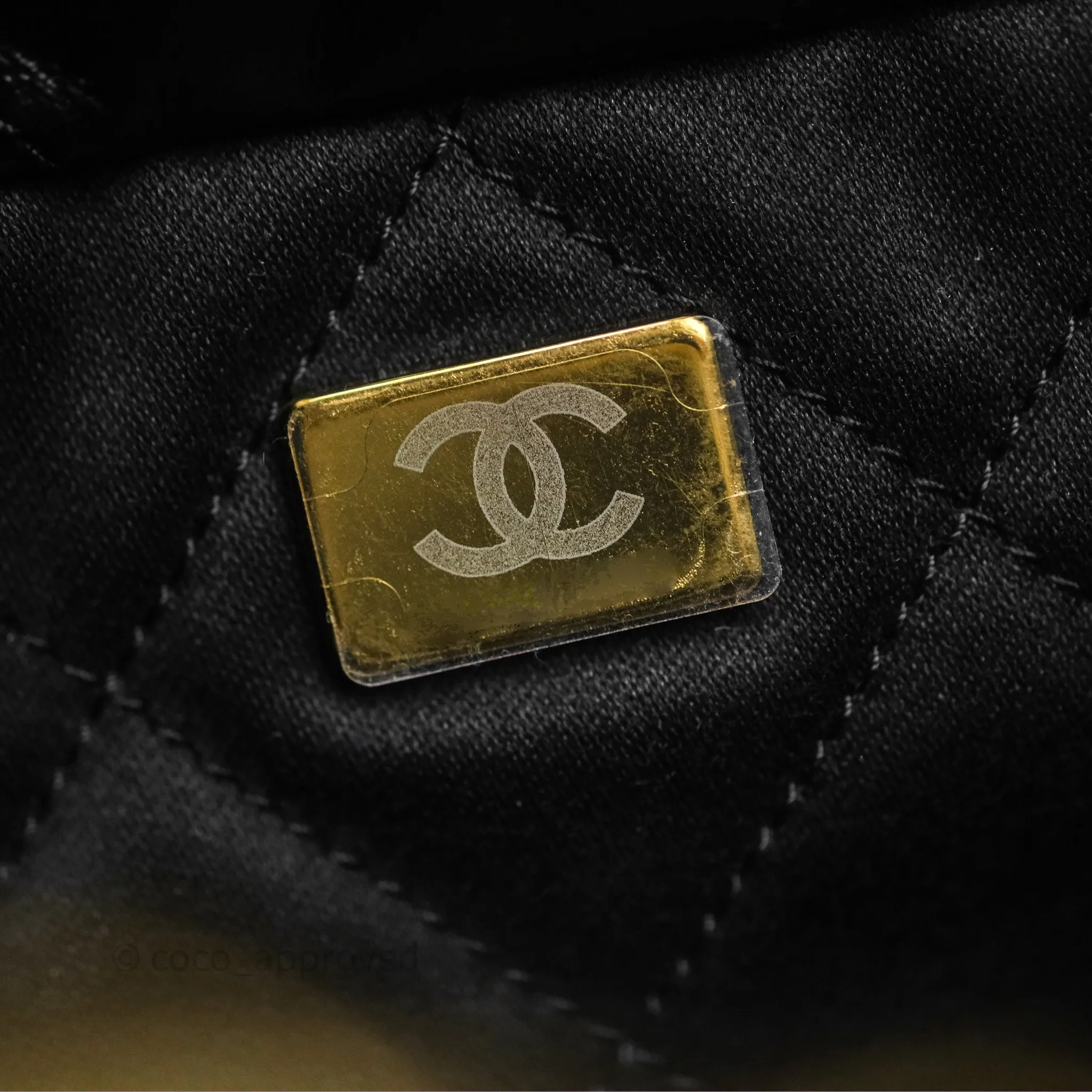 Chanel 22 Small Black Shiny Calfskin Aged Gold Hardware