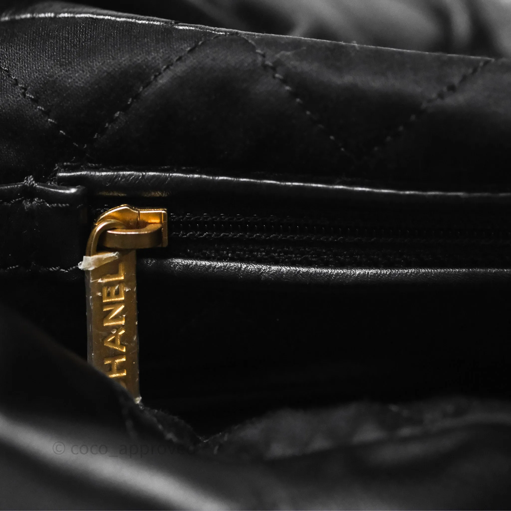 Chanel 22 Small Black Shiny Calfskin Aged Gold Hardware
