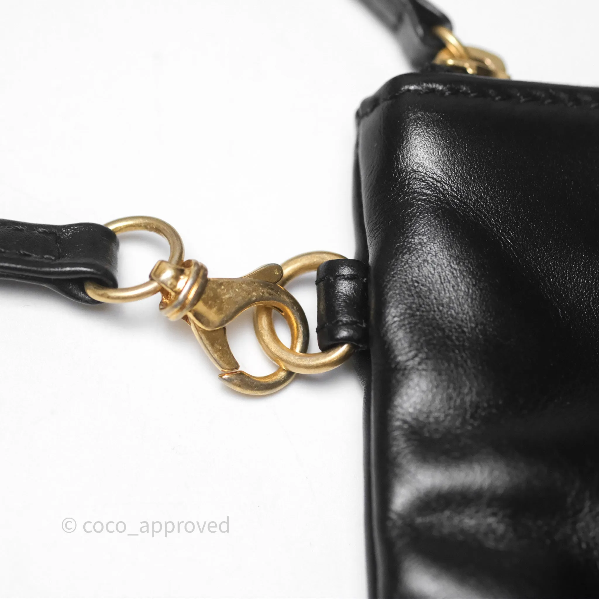 Chanel 22 Small Black Shiny Calfskin Aged Gold Hardware