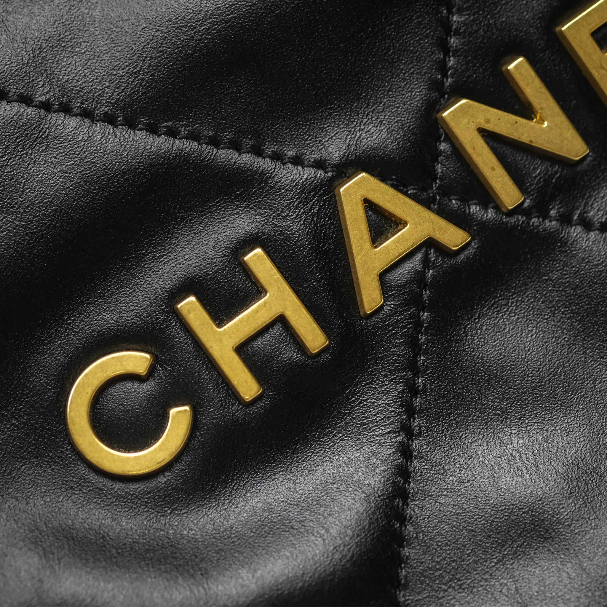Chanel 22 Small Black Shiny Calfskin Aged Gold Hardware