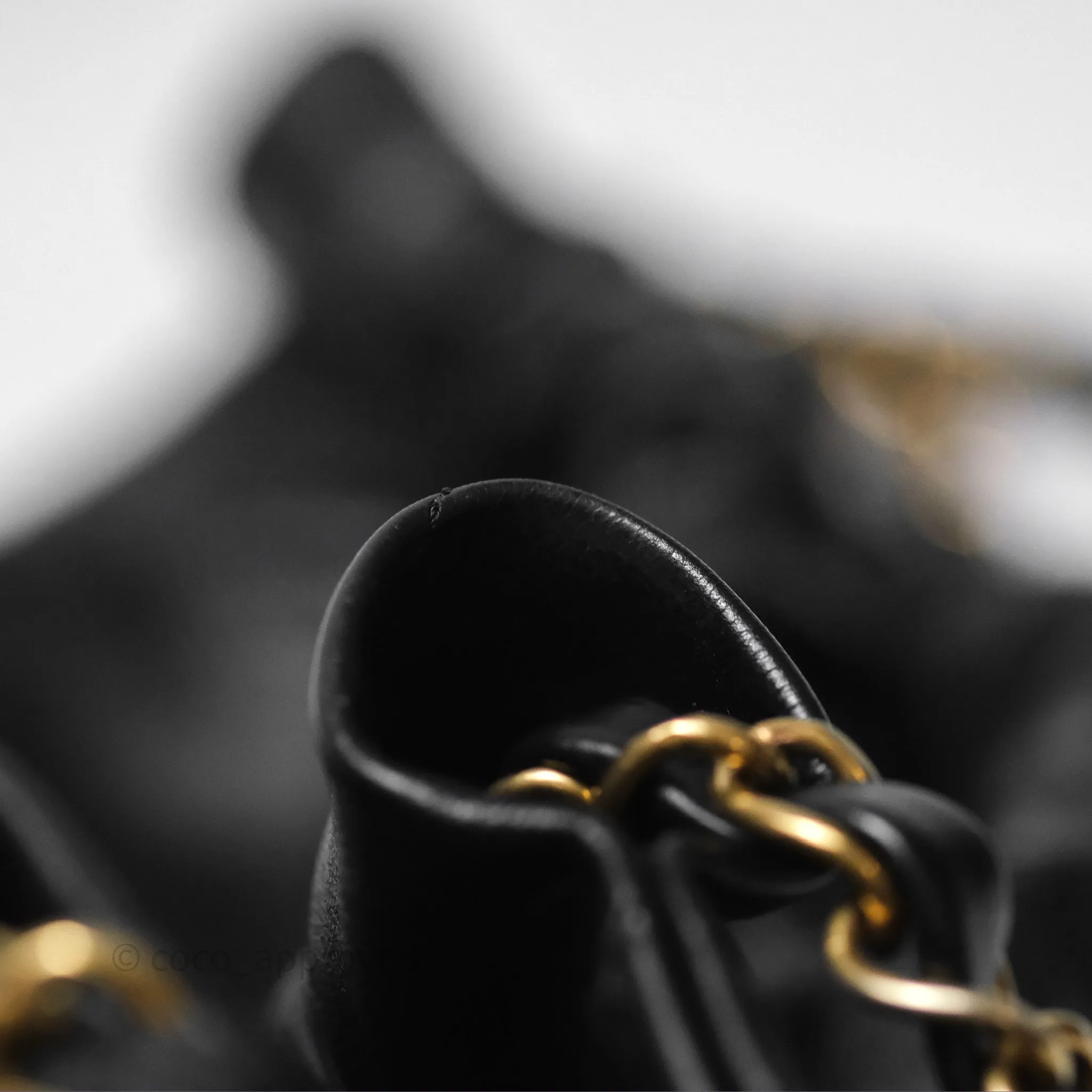 Chanel 22 Small Black Shiny Calfskin Aged Gold Hardware