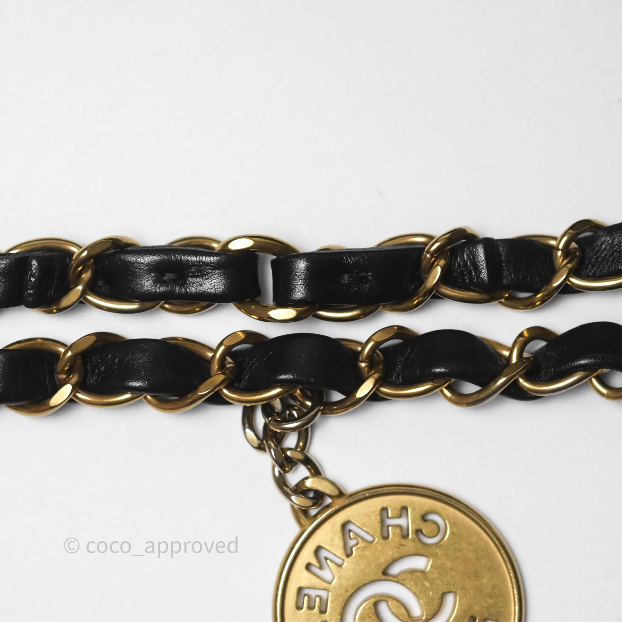 Chanel 22 Small Black Shiny Calfskin Aged Gold Hardware