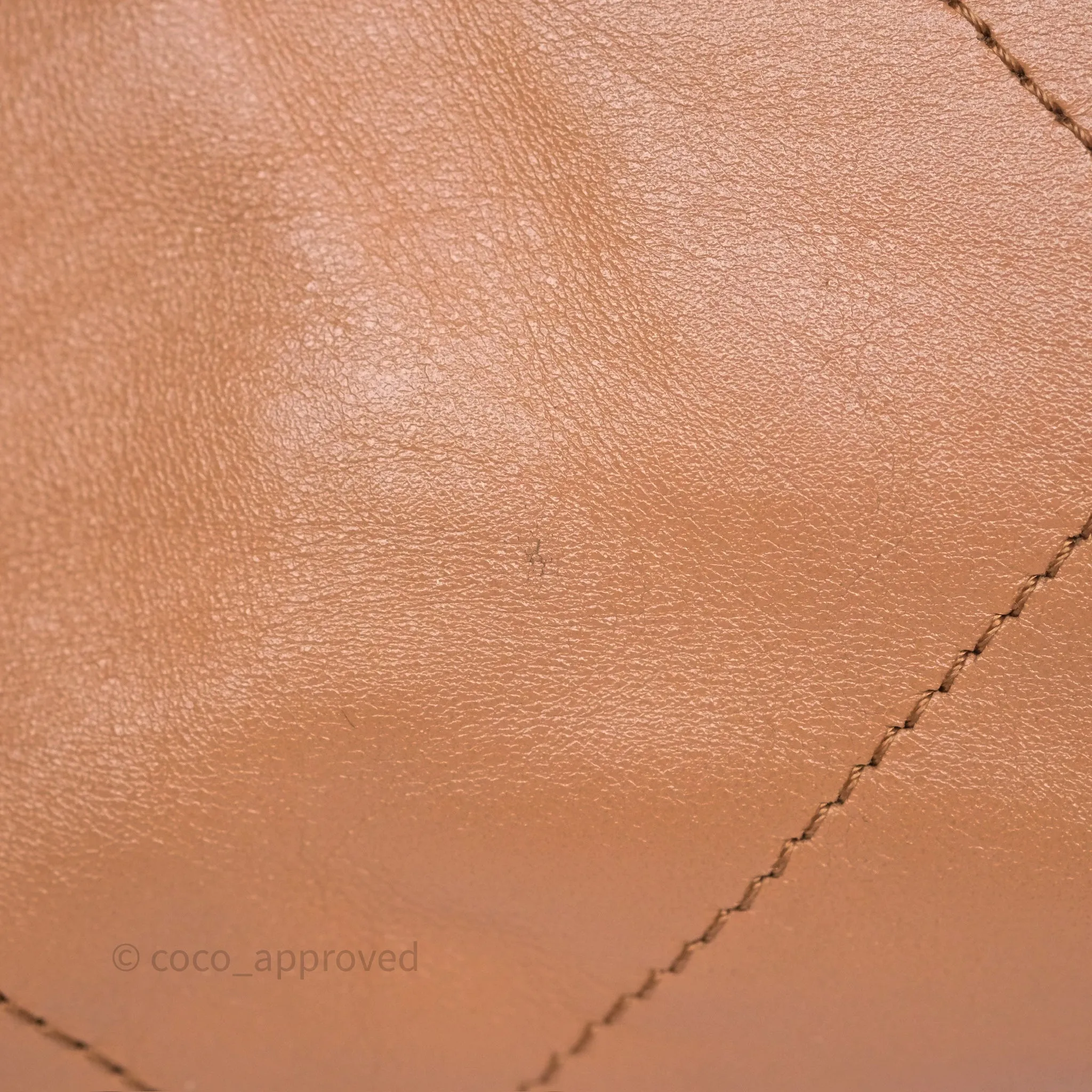 Chanel 22 Small Caramel Beige Shiny Calfskin Aged Gold Hardware