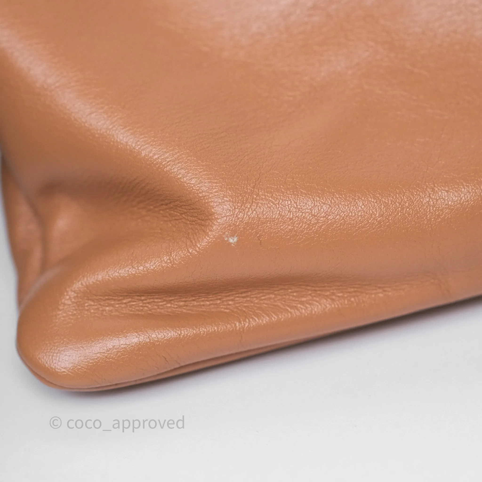 Chanel 22 Small Caramel Beige Shiny Calfskin Aged Gold Hardware
