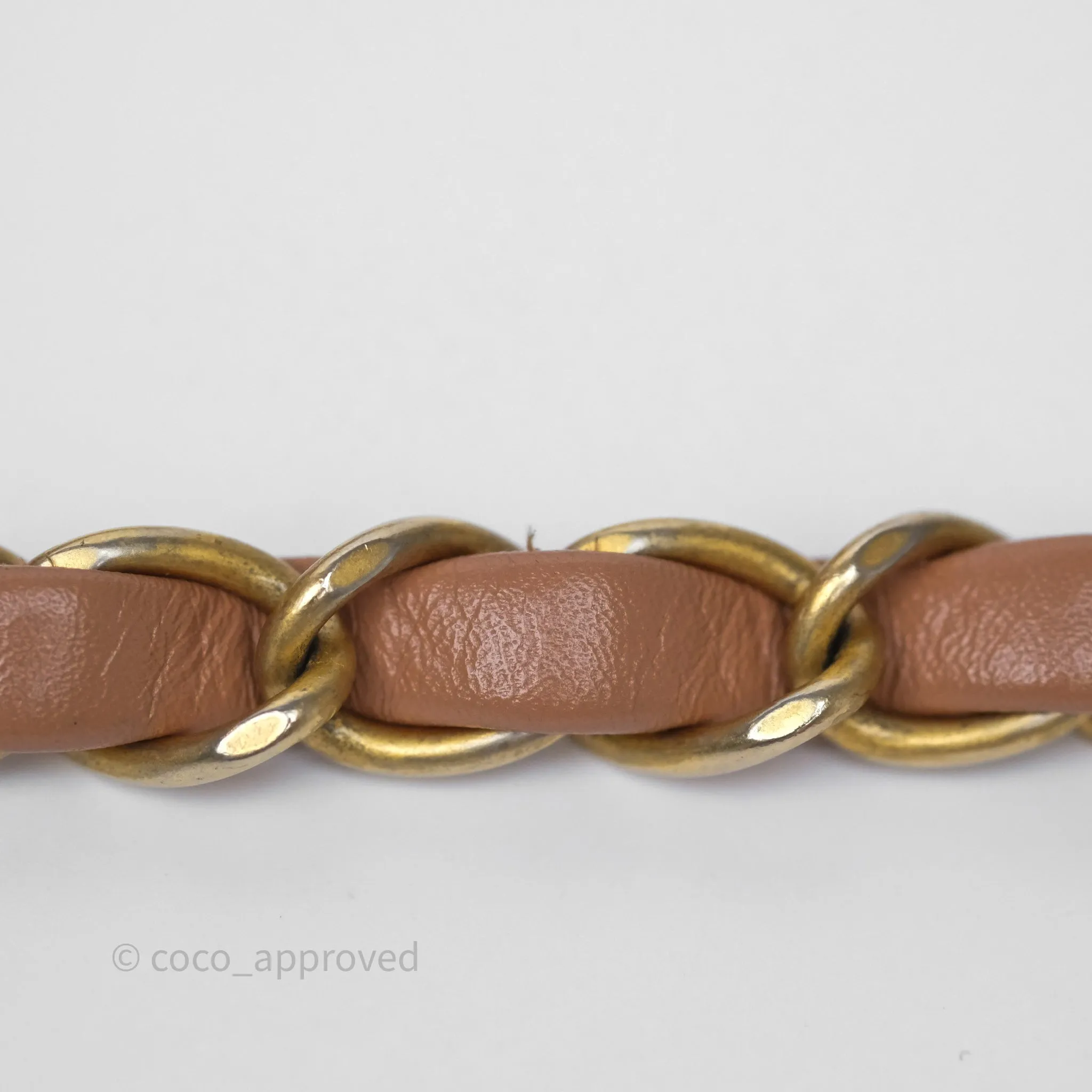 Chanel 22 Small Caramel Beige Shiny Calfskin Aged Gold Hardware