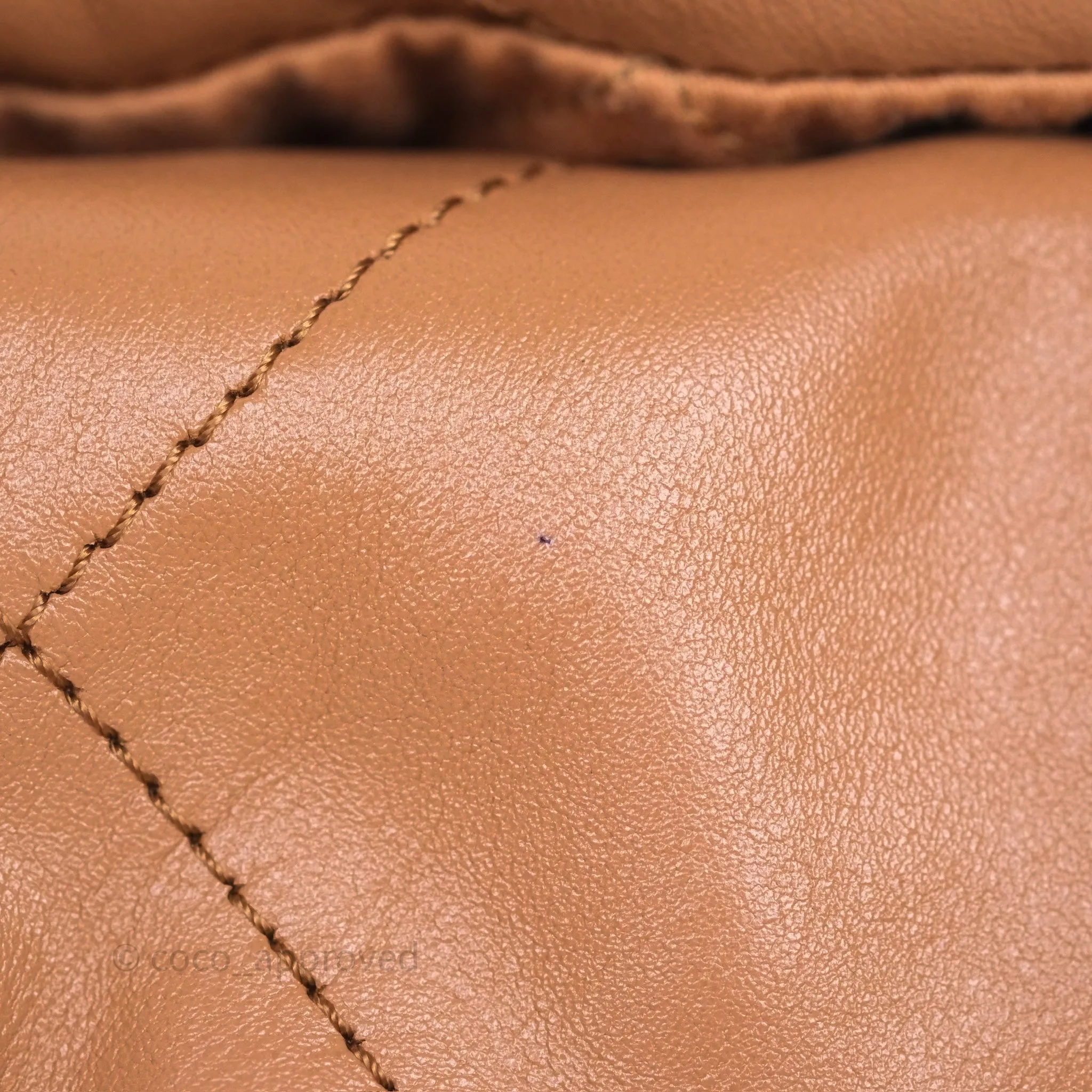 Chanel 22 Small Caramel Beige Shiny Calfskin Aged Gold Hardware
