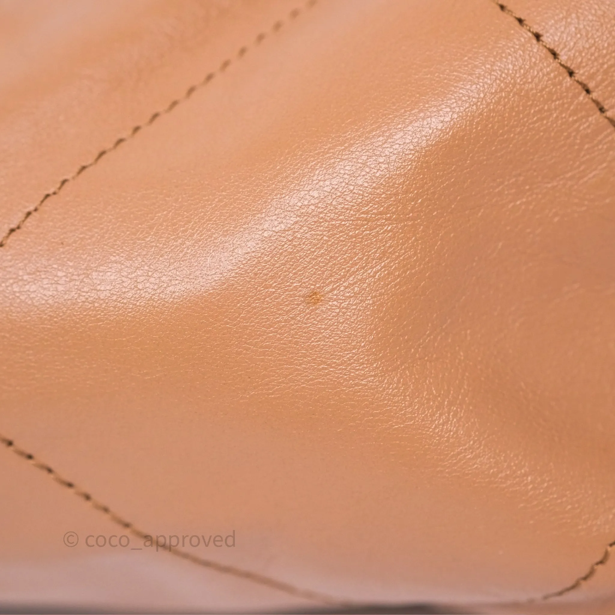 Chanel 22 Small Caramel Beige Shiny Calfskin Aged Gold Hardware