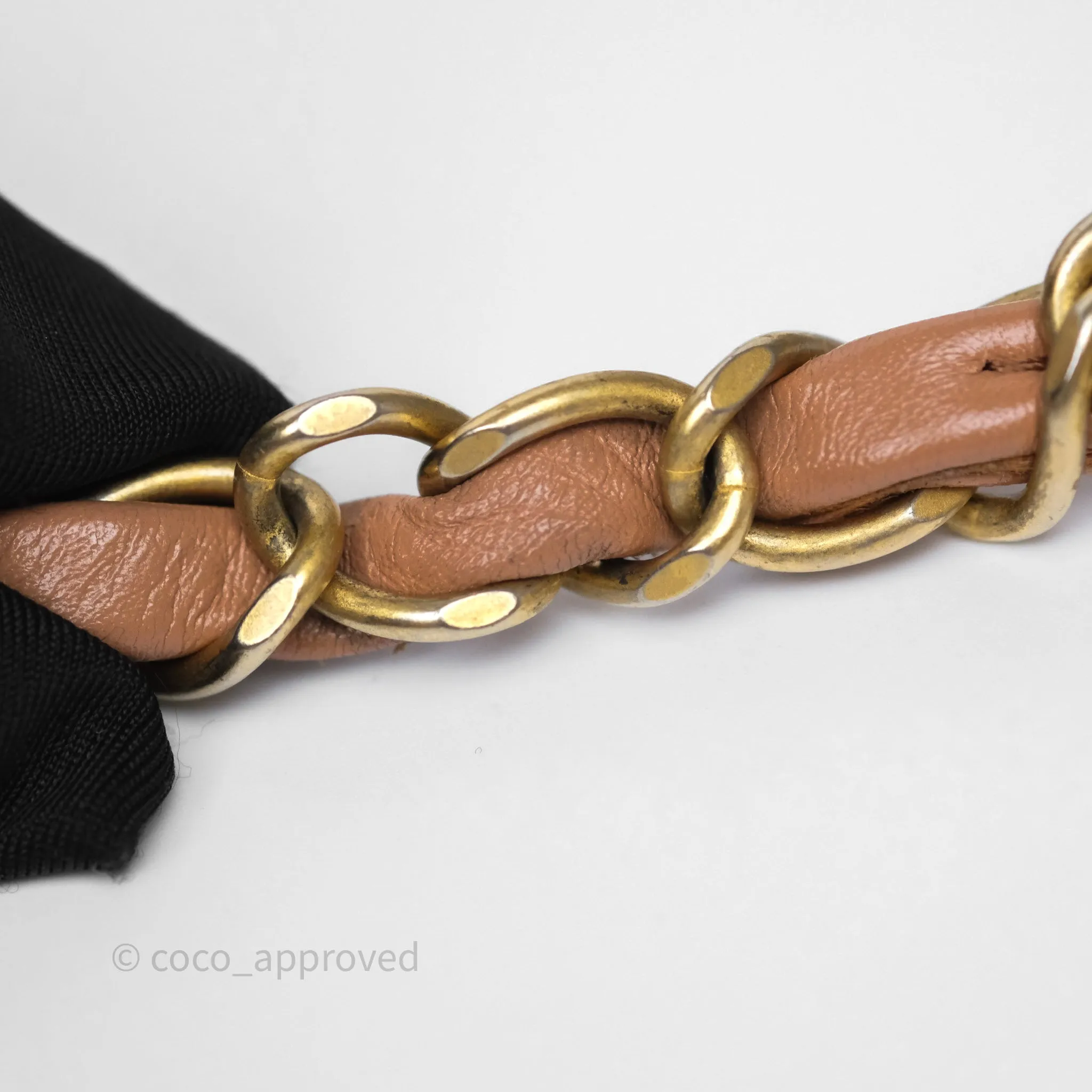 Chanel 22 Small Caramel Beige Shiny Calfskin Aged Gold Hardware