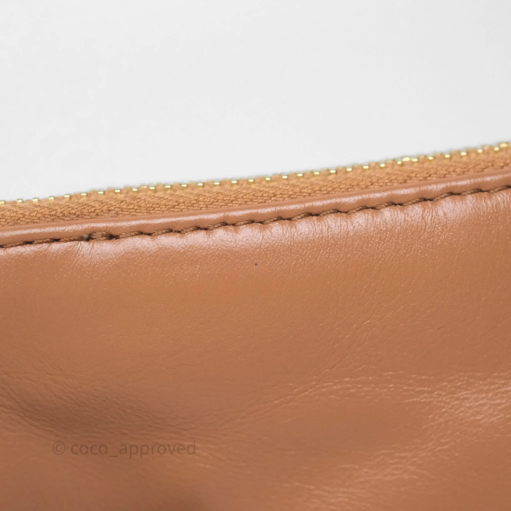 Chanel 22 Small Caramel Beige Shiny Calfskin Aged Gold Hardware
