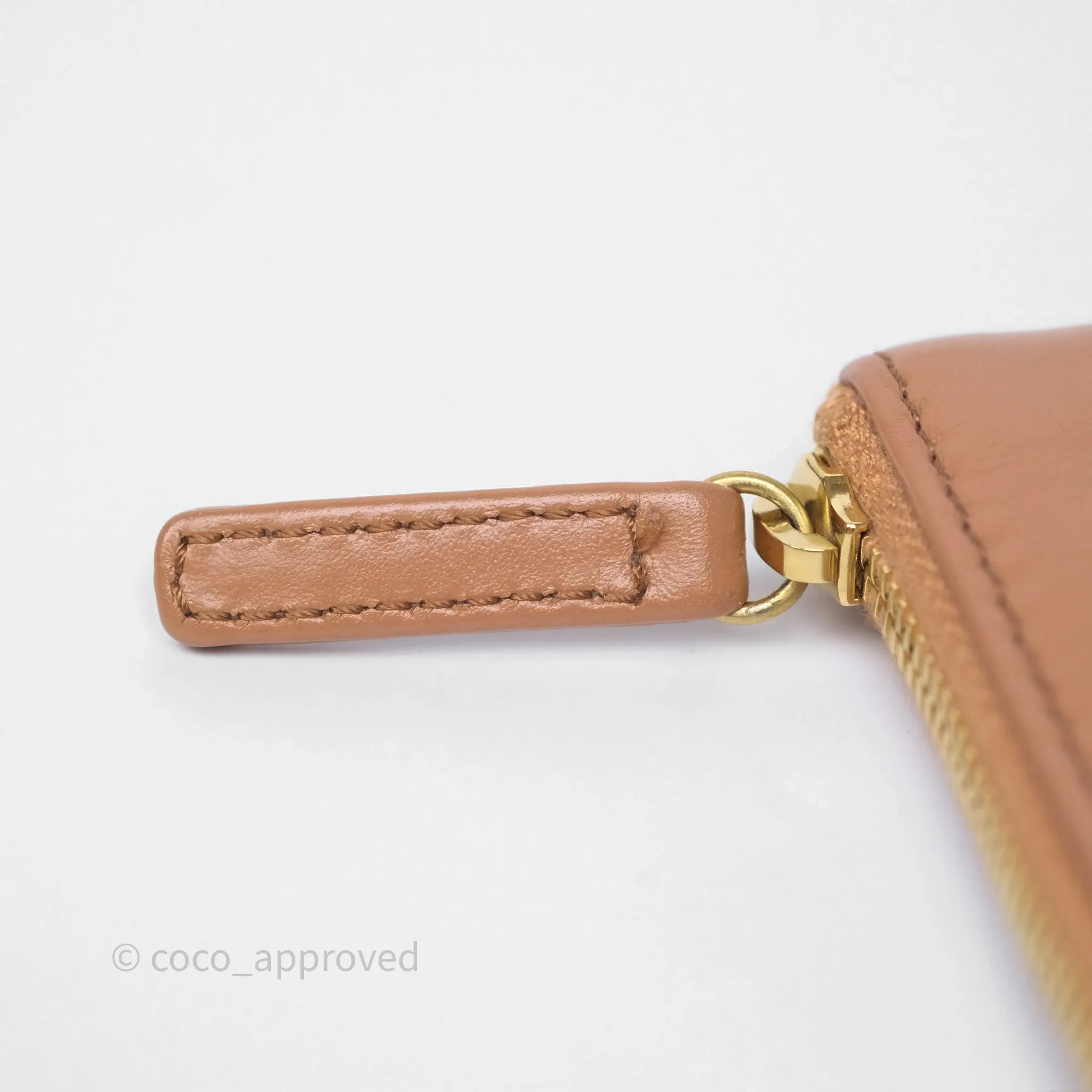 Chanel 22 Small Caramel Beige Shiny Calfskin Aged Gold Hardware