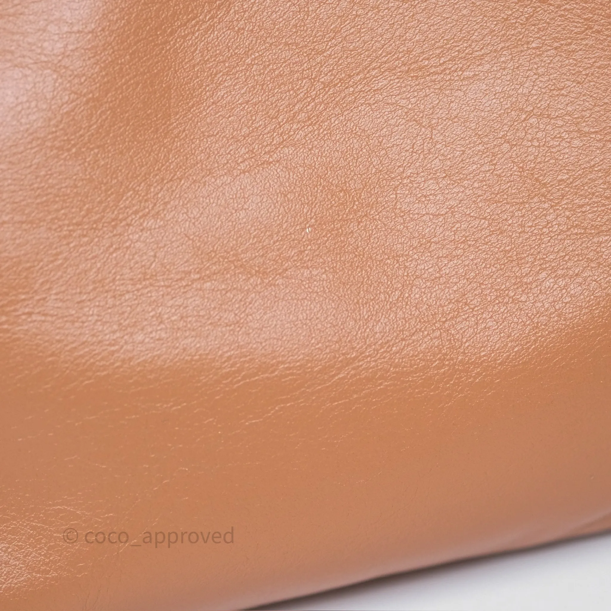 Chanel 22 Small Caramel Beige Shiny Calfskin Aged Gold Hardware