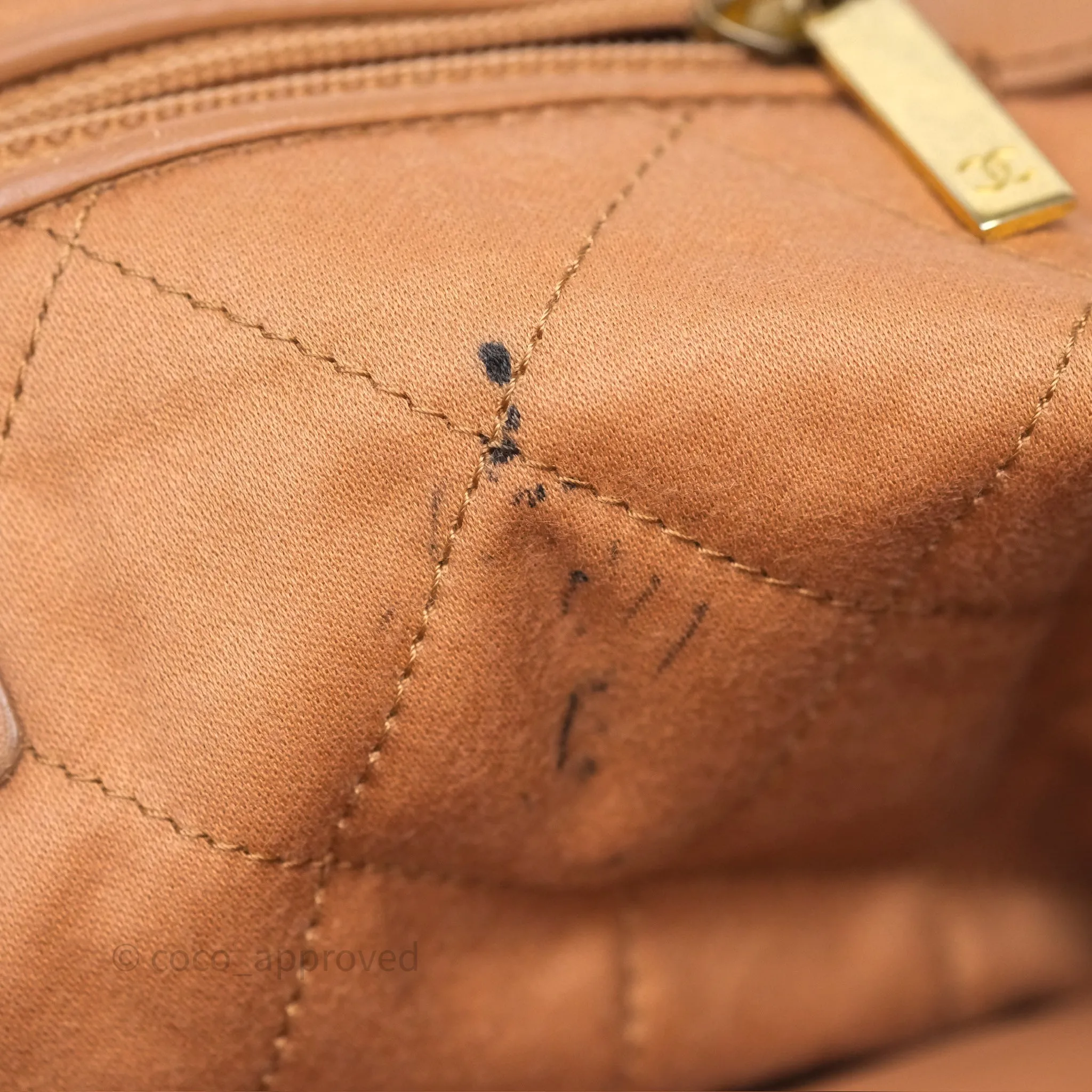 Chanel 22 Small Caramel Beige Shiny Calfskin Aged Gold Hardware